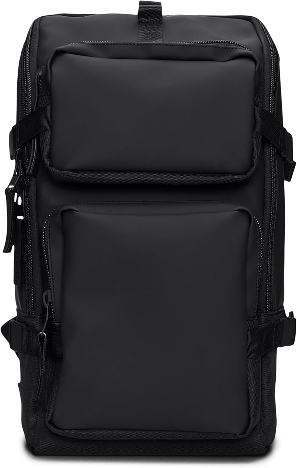 RAINS Trail Cargo Backpack – Black Unisex Cargo Backpack Water Resistant Water Repellent PU Fabric Smooth Feel Outdoor Urban Design 14L Capacity – 2 Year Warranty