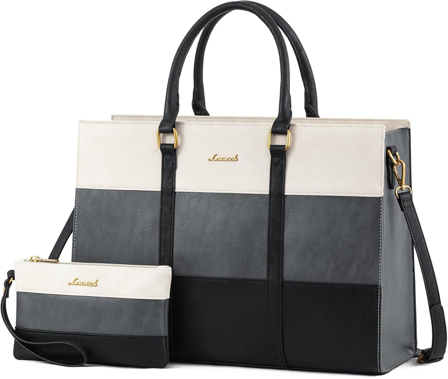 LOVEVOOK Laptop Bag for Women 17.3 Inch Laptop Tote Bag Vintage Leather Work Bags for Women Professional Computer bag