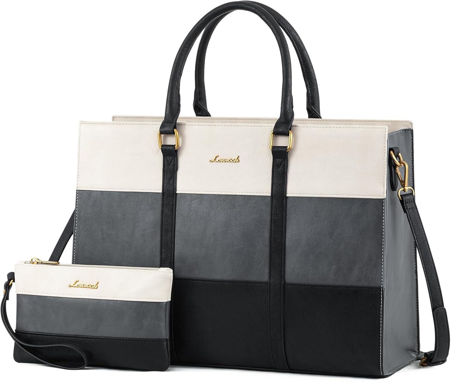 LOVEVOOK Laptop Bag for Women, 15.6 Inch Laptop Tote Bag, Vintage Leather Work Bags for Women