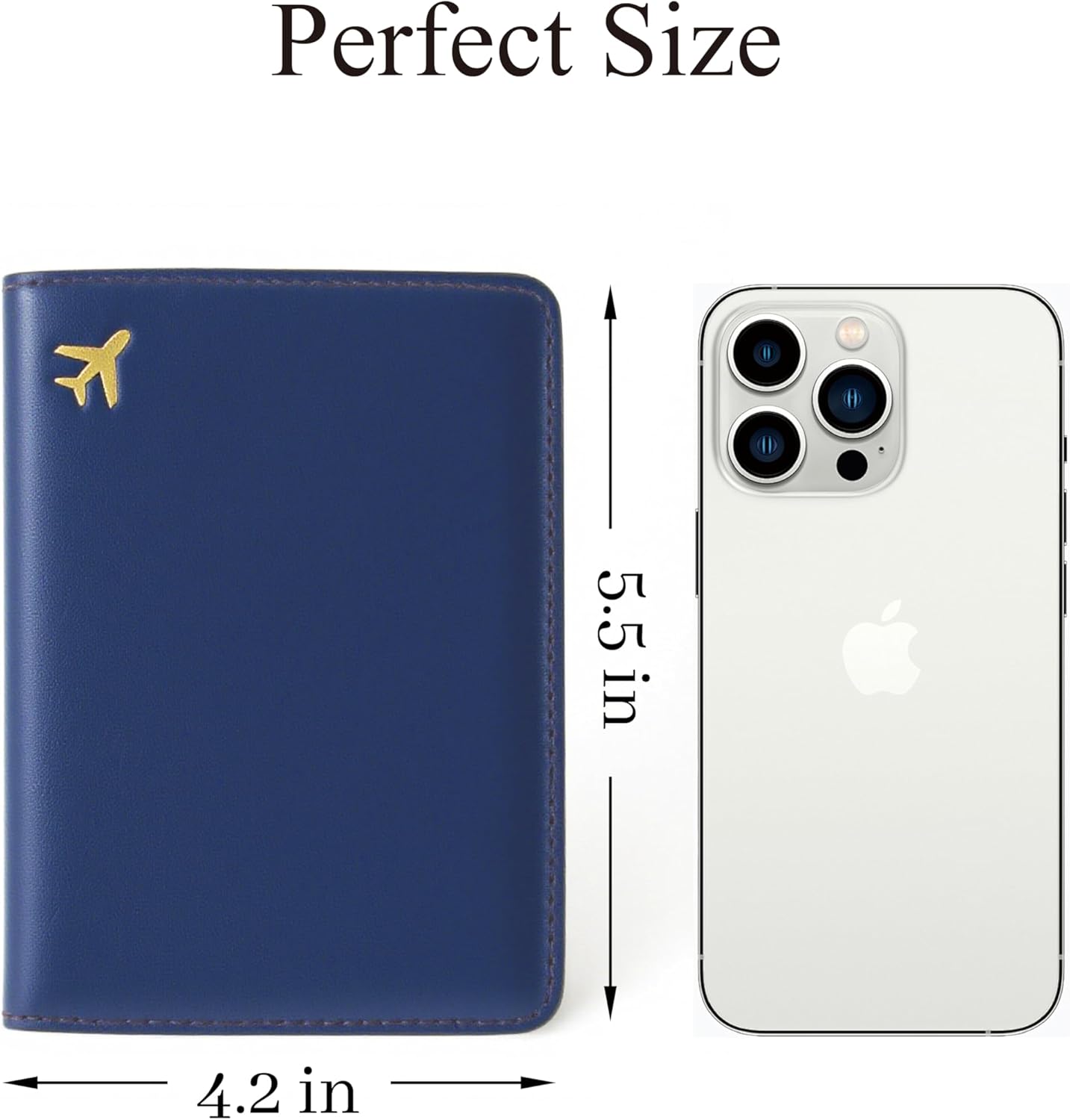 PU Leather Passport Holder Covers Case, Waterproof Rfid Blocking Travel Wallet Passport Holder(Marine Blue)