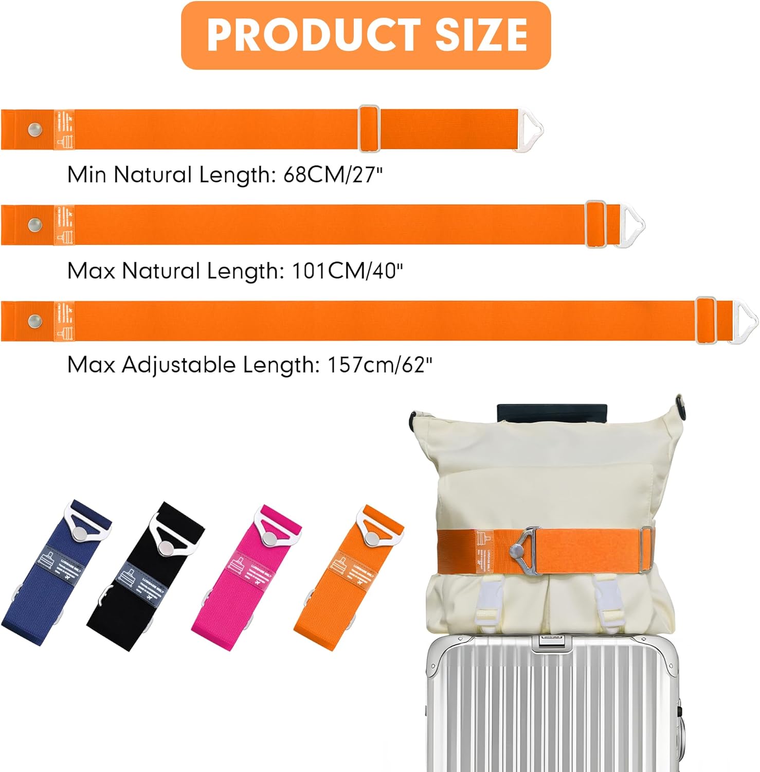 2-in-1 Travel Belt for Luggage Over Handle, Luggage Belt for Carry on Bag, Suitcase Straps, Add a