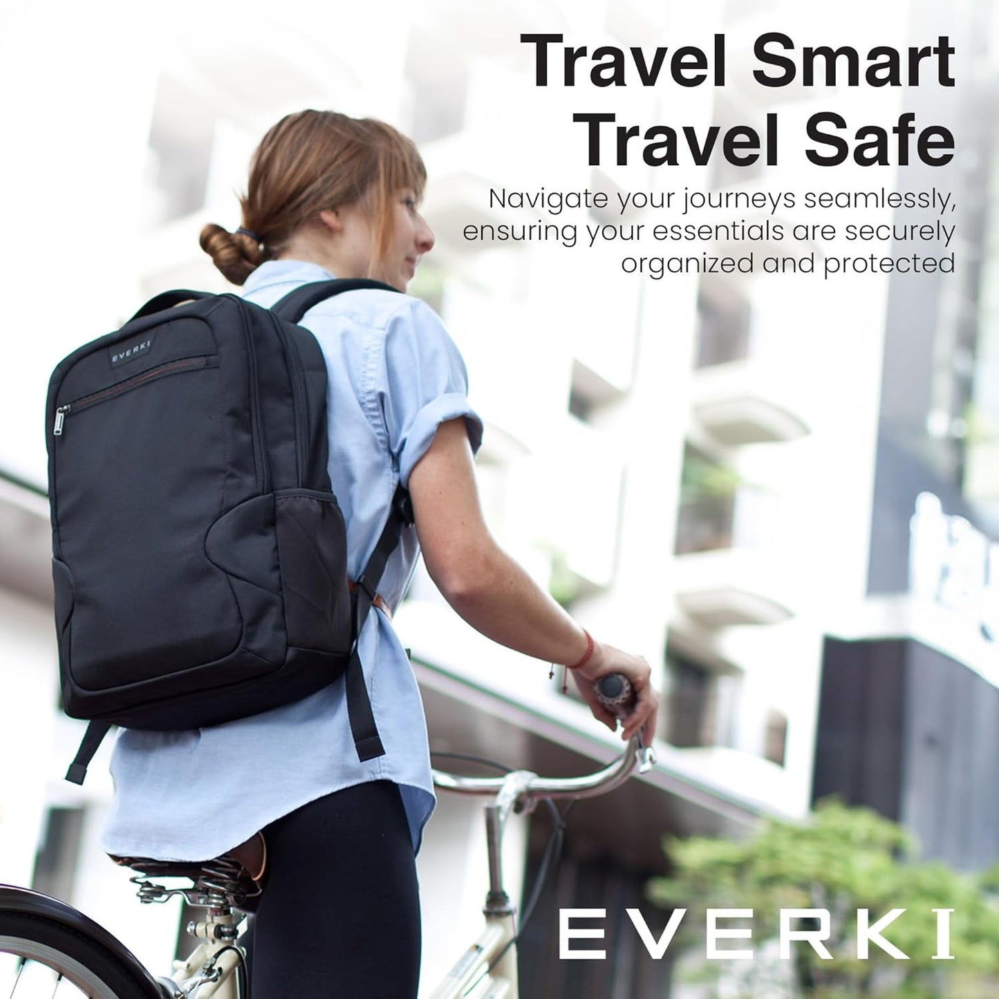 EVERKI Studio Slim Laptop Backpack for Men & Women, Lightweight & Softly Padded With Corner Protection, Trolley Handle, High Contrast Lining, Made of Recycled Materials (14 Liters Capacity)