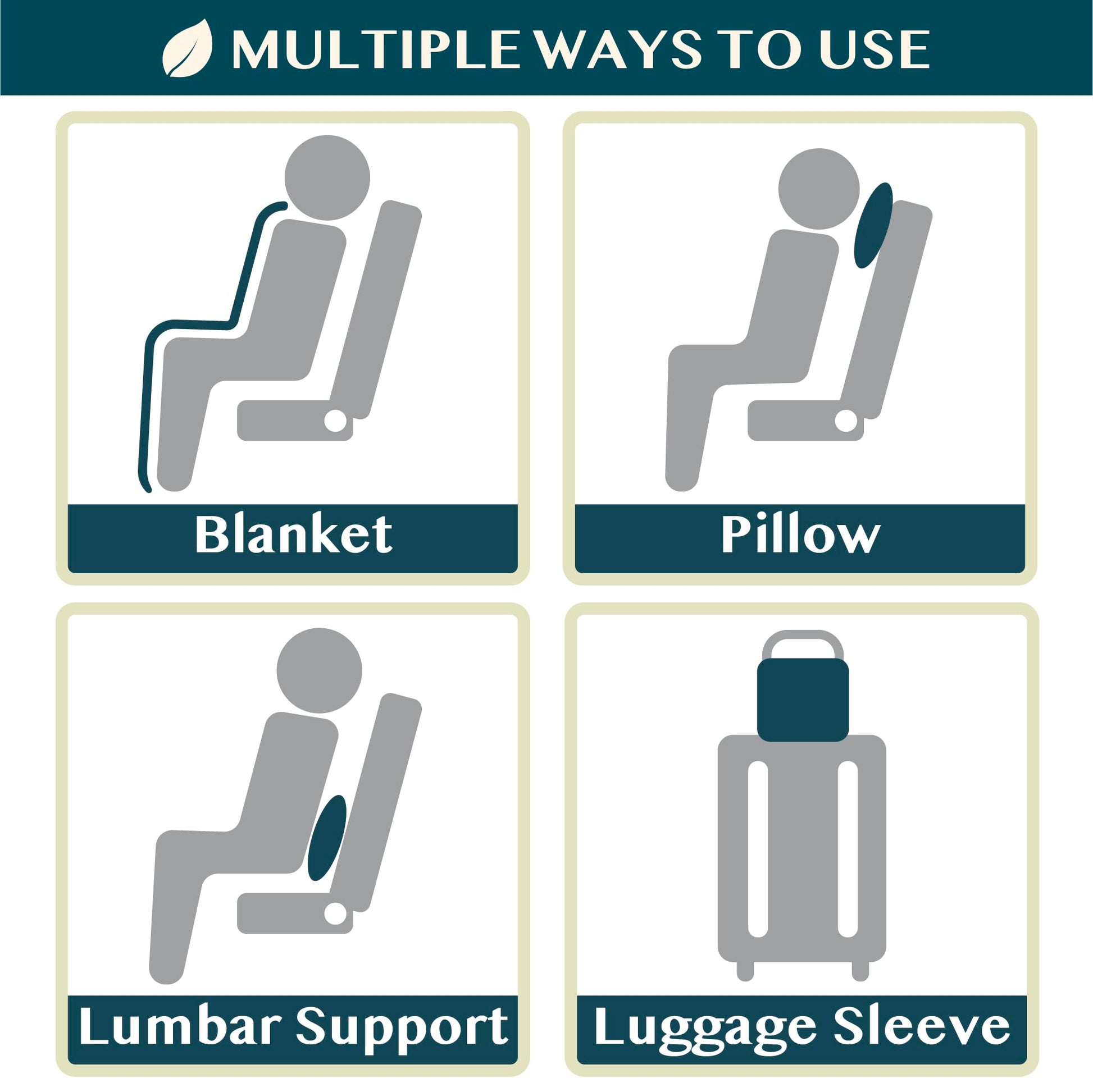 PAVILIA Travel Blanket Compact, Airplane Packable Bag, Soft Fleece Portable Throw Pillow Combo Set