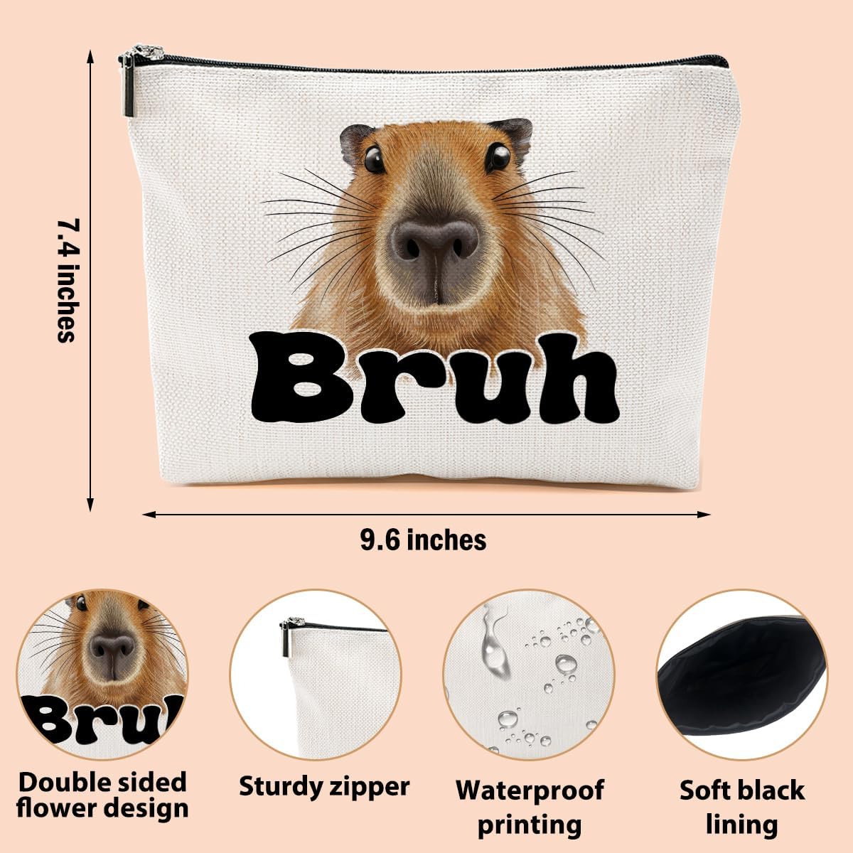 Capybara Makeup Bag, Capybara Gifts for Women, Capybara Lovers Cosmetic Bag Travel Organizer Bags
