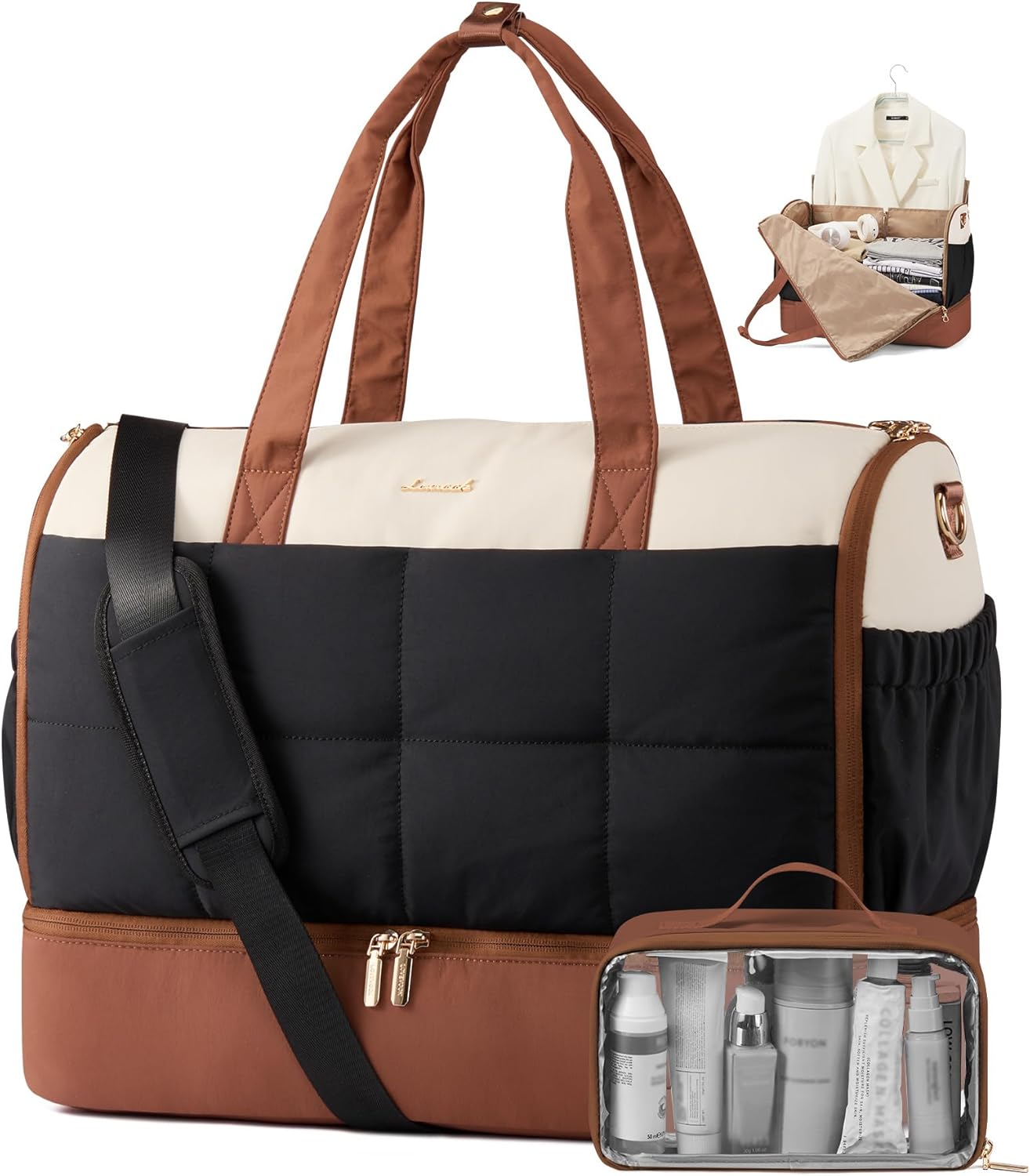 LOVEVOOK Garment Bags for Travel,Convertible Garment Bag for Women with Shoe Pouch,Carry on Duffel Bag with Toiletry Bag, 2 in 1 Hanging Suitcase Suit Bag,Waterproof Weekender Bags for Business Trip