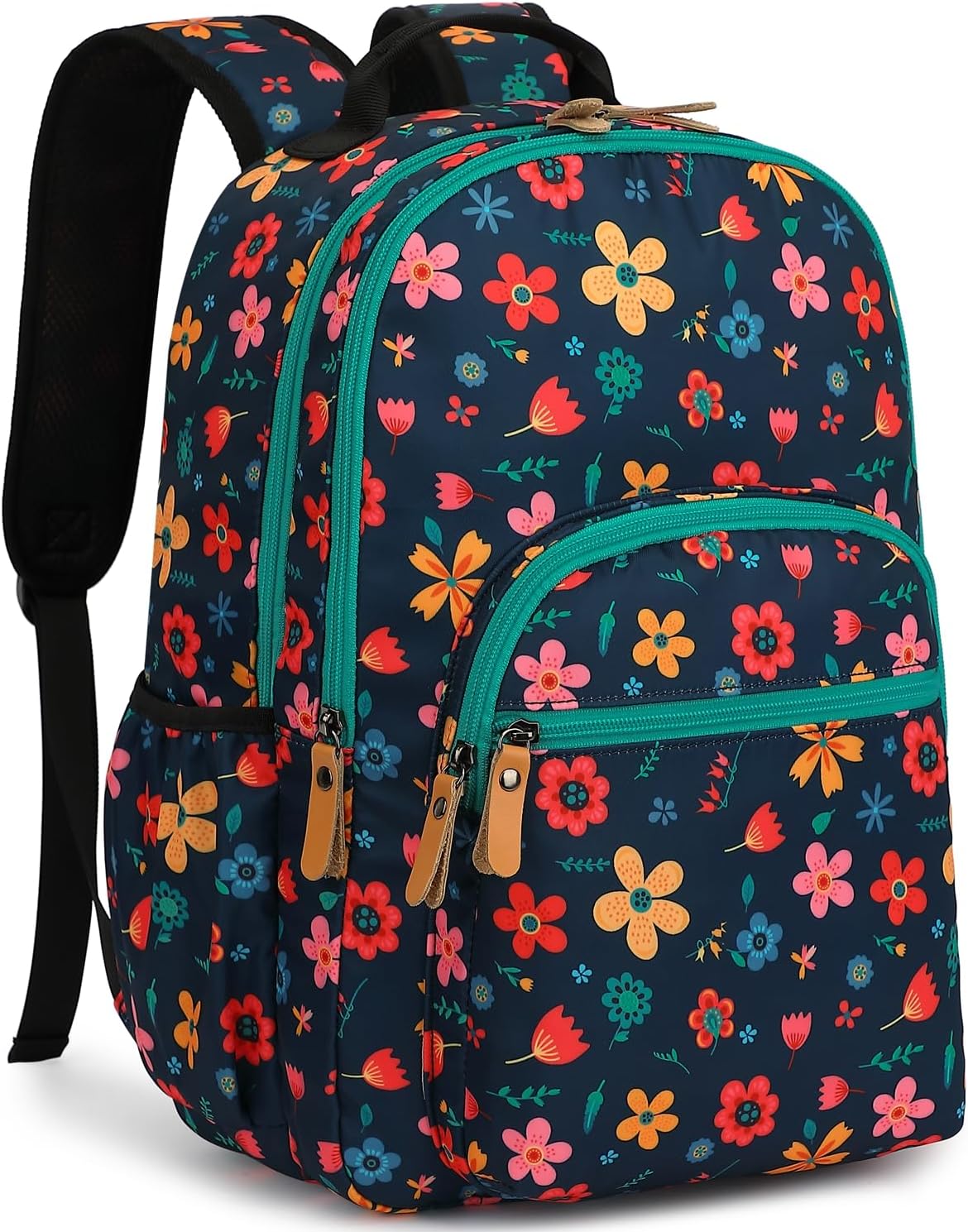 Floral Travel Backpack for Women Large Laptop Backpack Water Resistant Stylish Backpacks College Dapack Cute Shoulder Carry On Bag Dark Blue
