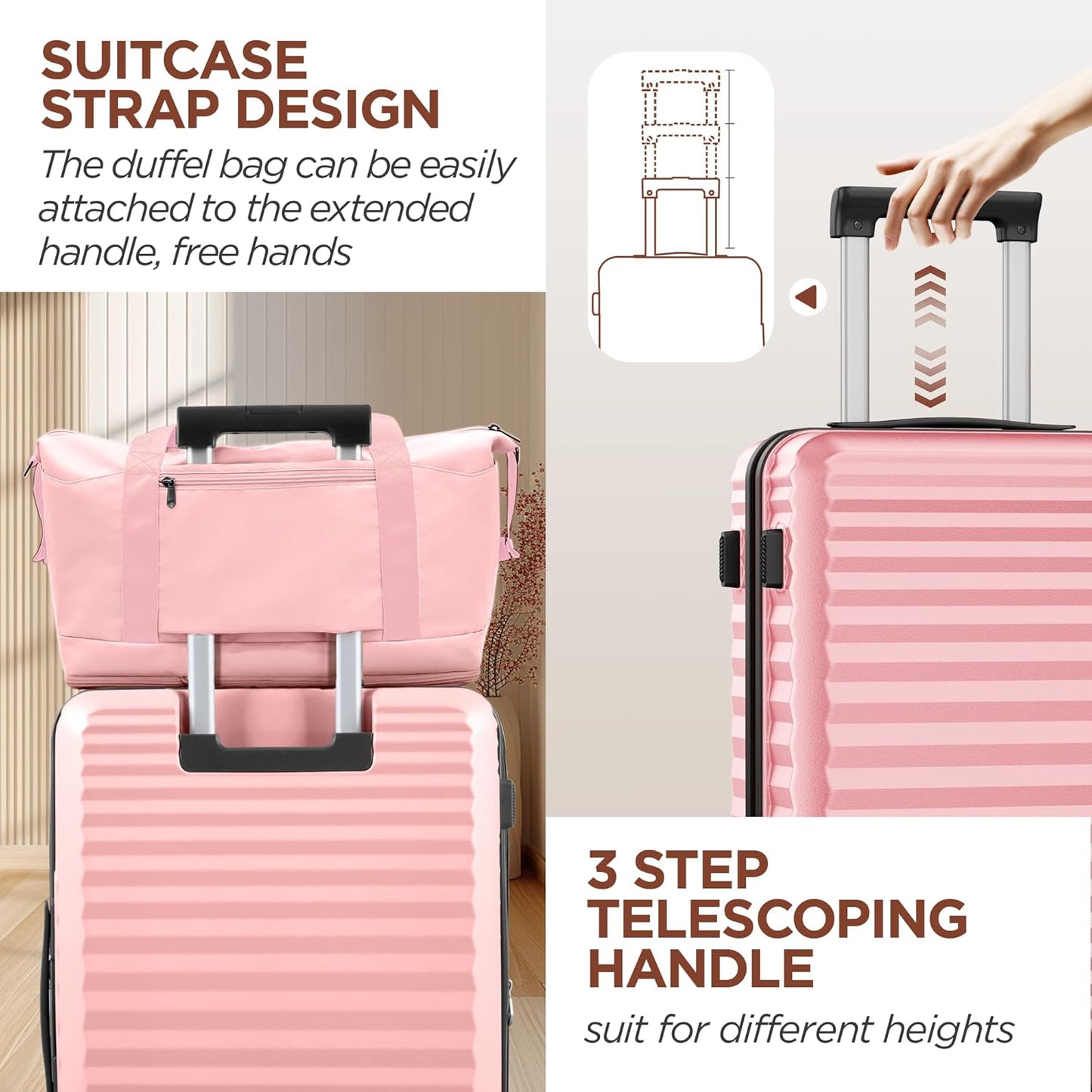 SHOWKOO Suitcase Hardside Expandable Luggage Set, Suitcase with Double Spinner Wheels TSA Lock 3