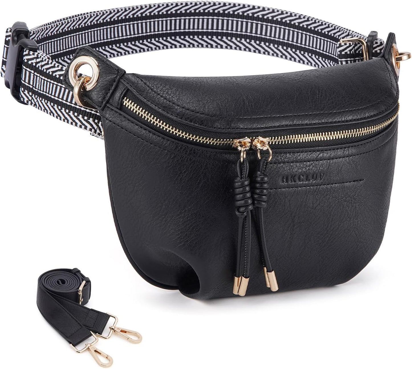 HKCLUF Fanny Pack Crossbody Bags for Women Pu Leather Belt Bag Waist Pack Causal Chest Bum Bag With 2 Straps