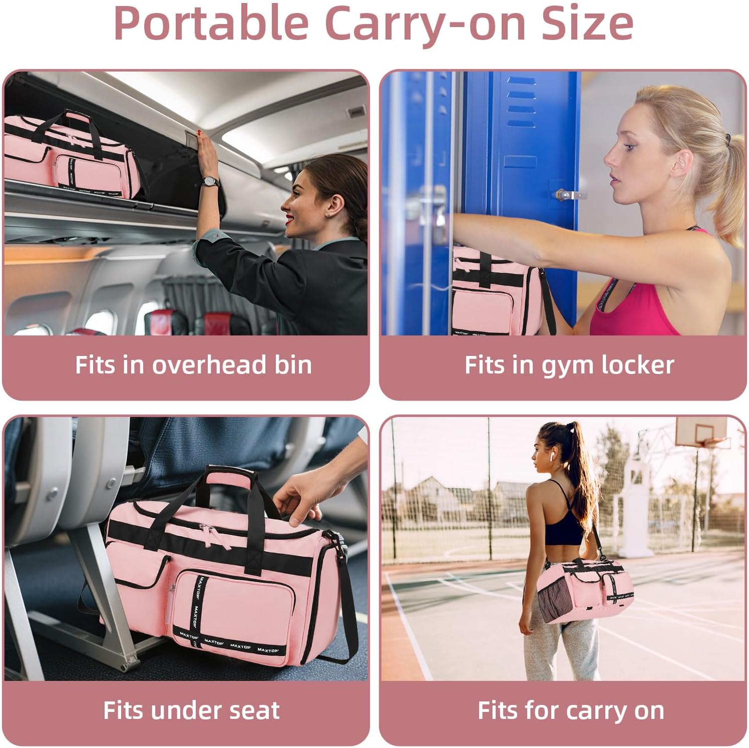 MAXTOP Gym Bag for Women Men Travel Duffle Bag Large Capacity Carry On Weekender Overnight Bag With