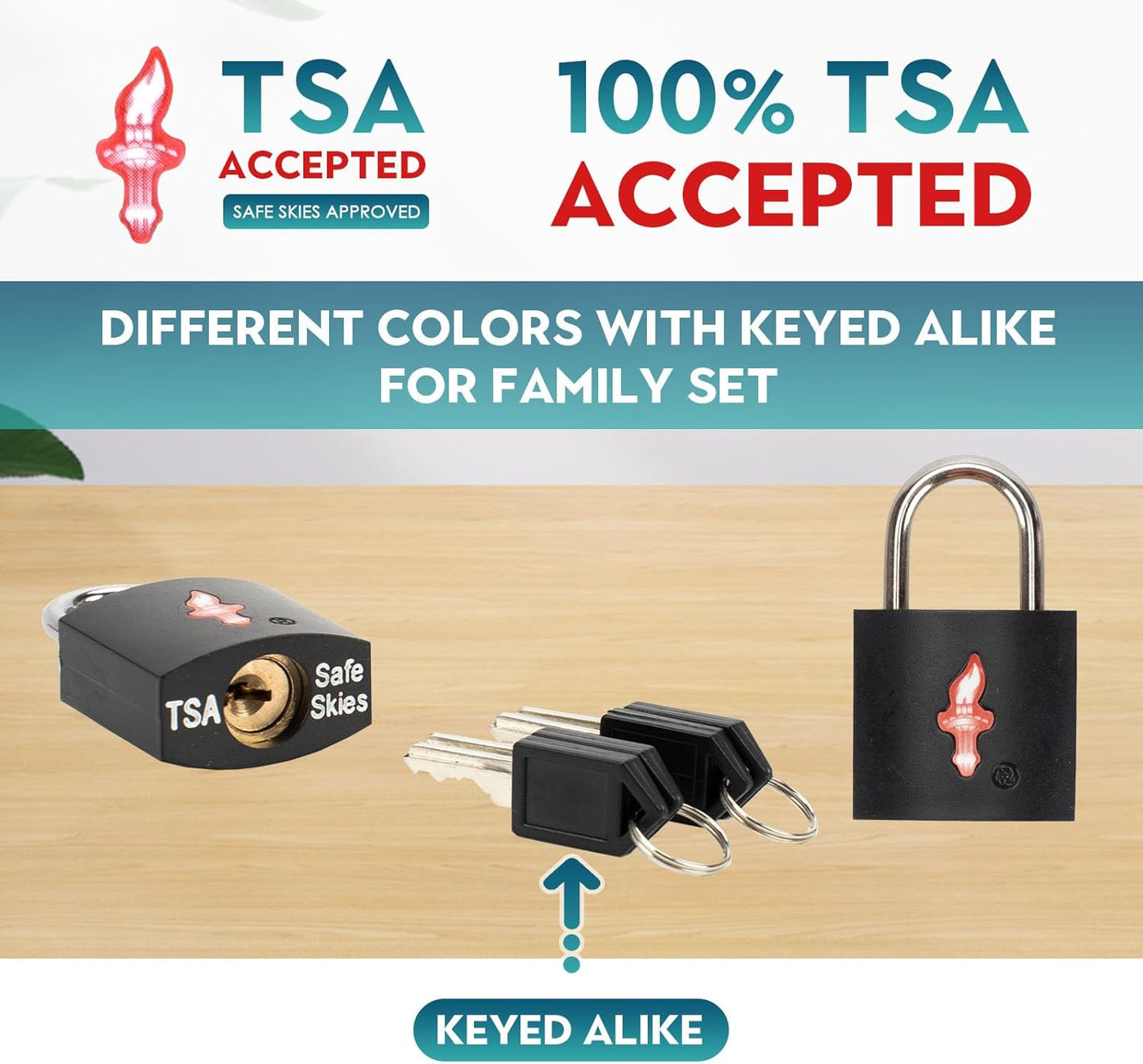 12 Pack 11/12 Inch Wide TSA Luggage Lock for Luggage, Suitcases & Gun Cases - Solid Brass Security Lock with Colored Shell (12 Colors: Black/Blue)