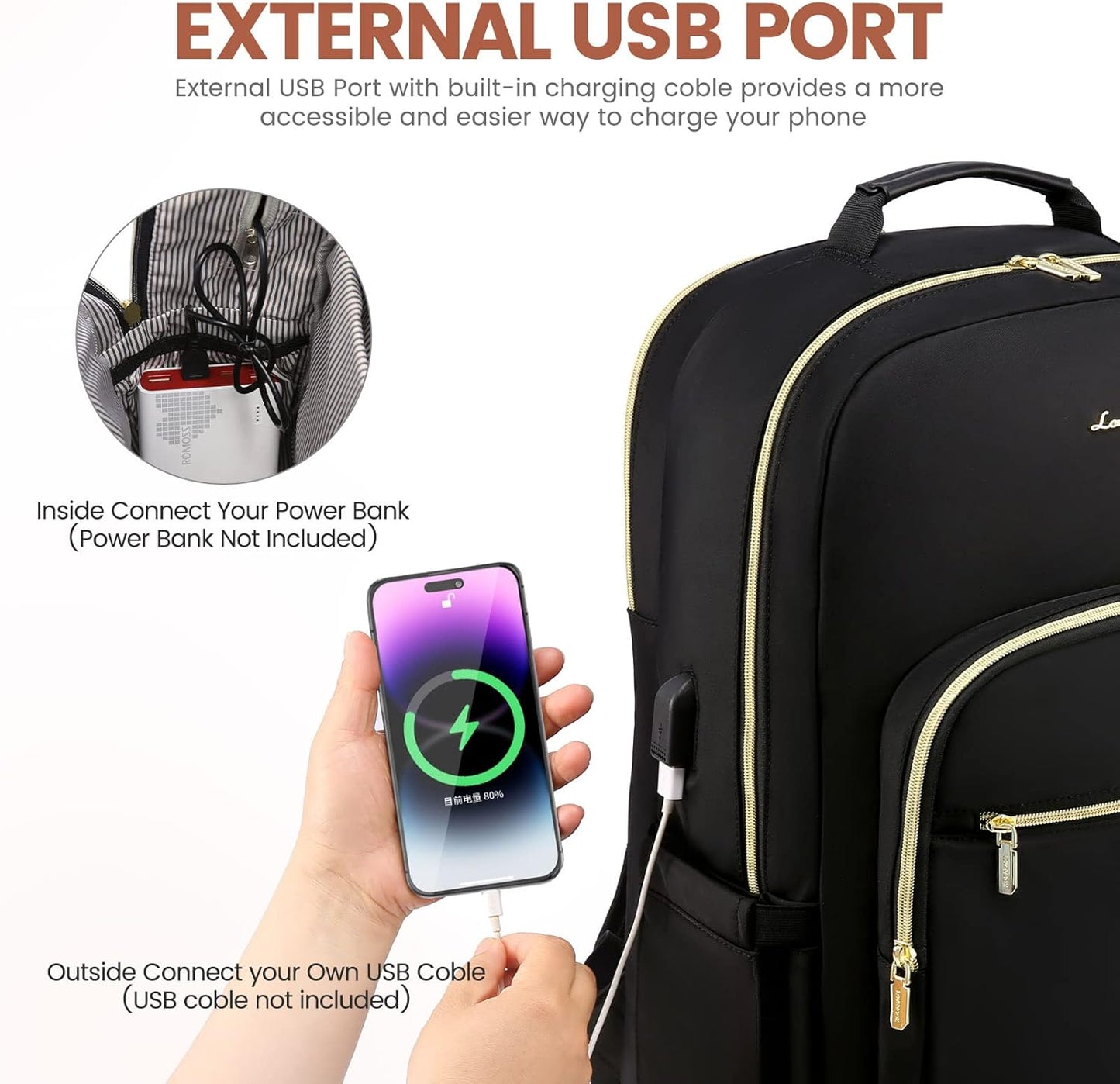 LOVEVOOK Laptop Backpack for Women 17.3 inch,Cute Womens Travel Backpack Purse,Professional Laptop Computer Bag,Waterproof Work Business College Teacher Bags Carry on Backpack with USB Port,Black-2