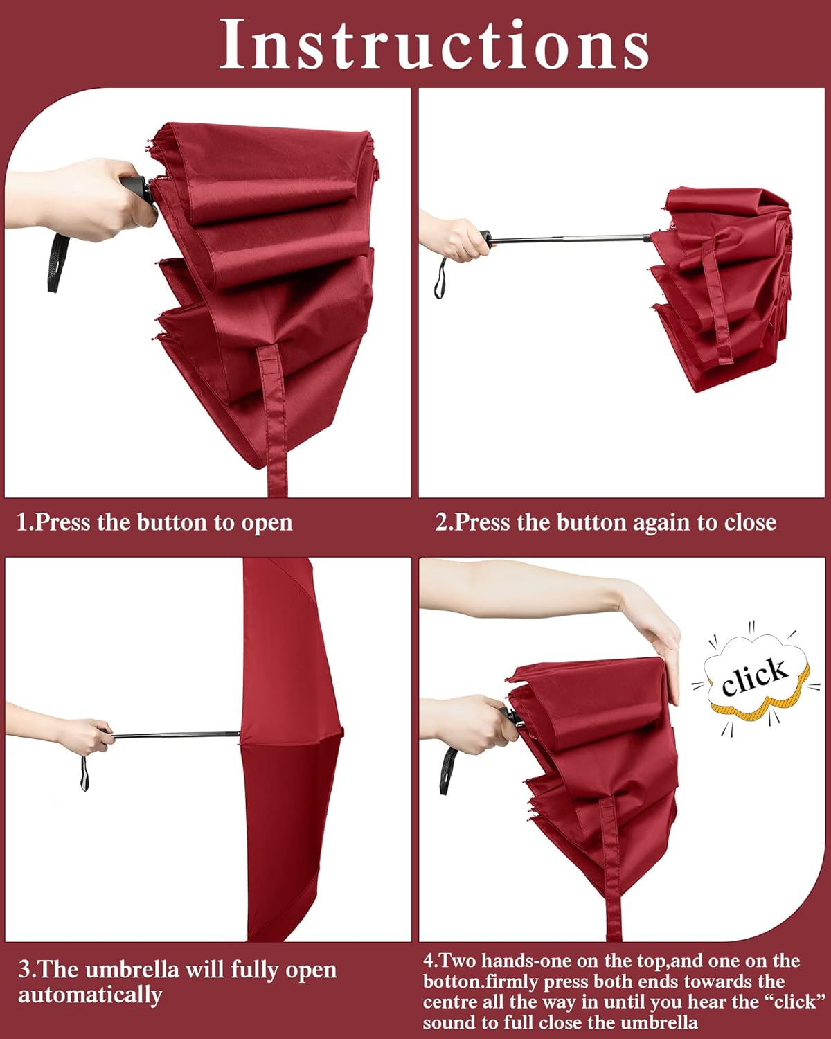 Wesiti 10 Pack Rain Umbrellas Bulk Automatic Open Close Collapsible Umbrella for Men Women