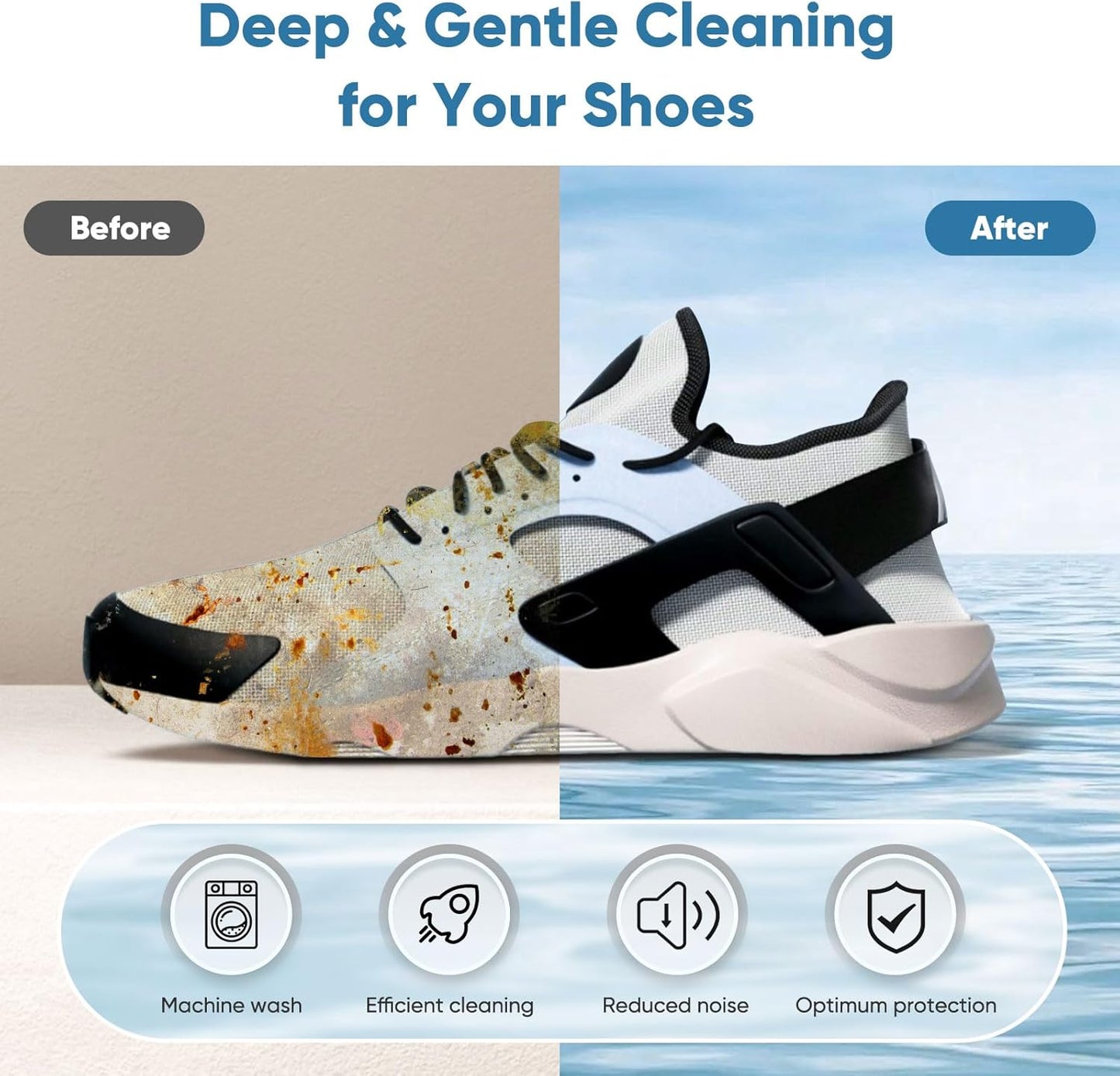 Shoe Washing Machine Bag 2Pack - Reusable Shoe Laundry Bag with Mesh Socks Bag - 360°Deep