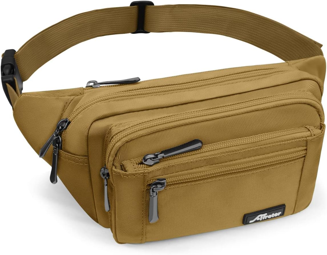 Waist Pack Bag Fanny Pack for Men&Women Hip Bum Bag with Adjustable Strap for Outdoors Workout Traveling Casual Running Hiking Cycling (Khaki)