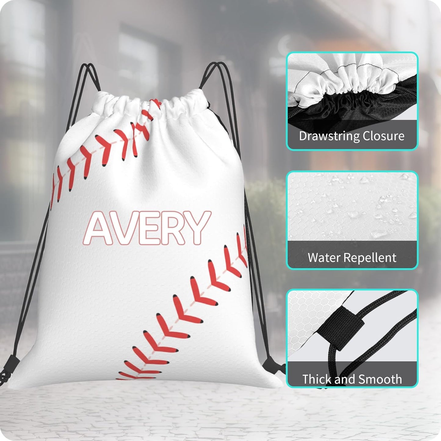 Personalized Drawstring Bag with Your Name Drawstring Backpack for Men Women Small Gym Beach Shopping Sport Yoga Bag (Ball 1)