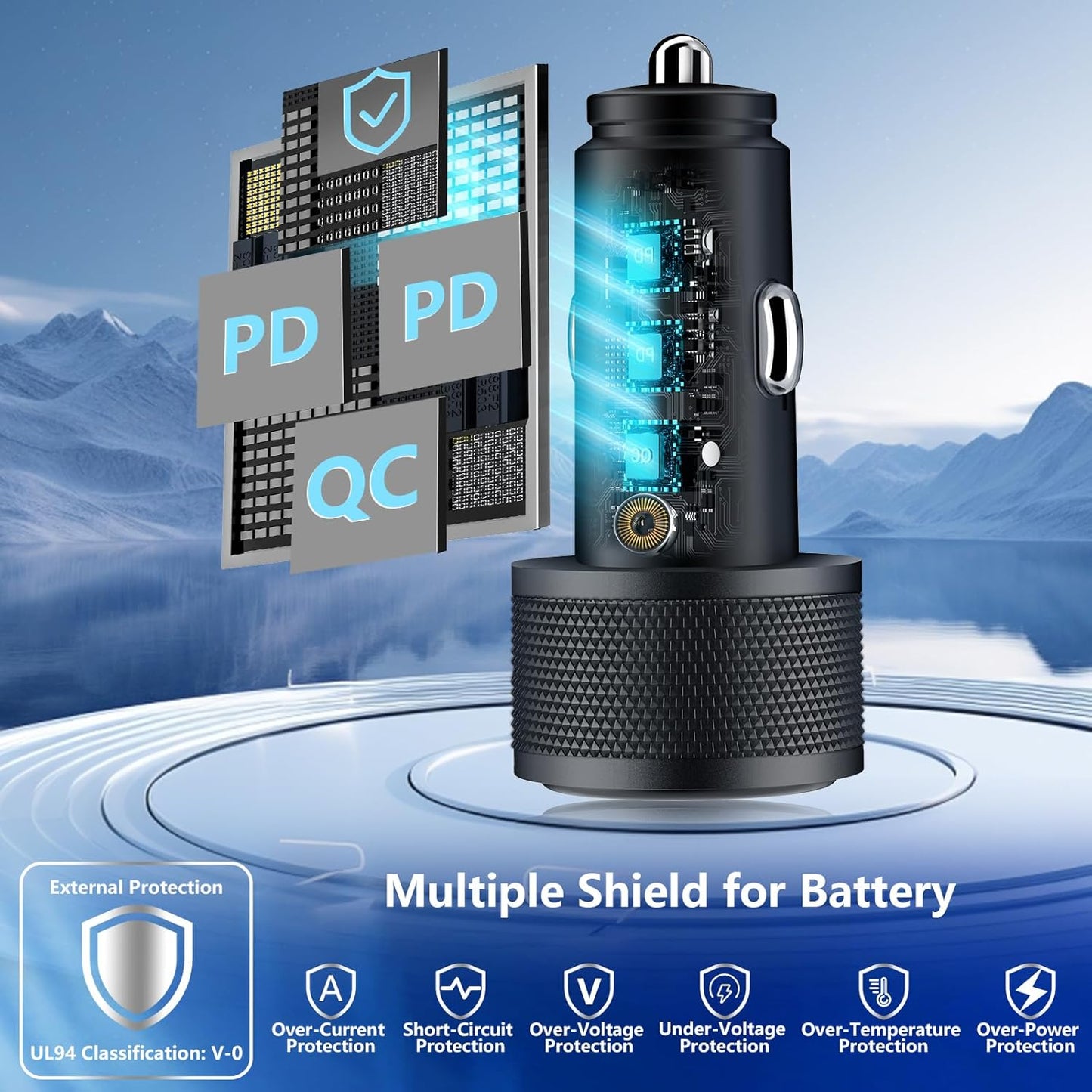 USB C Car Charger, Rombica 2Pack 3-Port 67W Dual PD USB-C&USB-A Car Power Cigarette Lighter USB Charger 3 in 1 PD/QC Type C Fast Car Charge for iPhone 17 17 Pro Max 16 15 14 13 12/Galaxy S25 S24/Pixel