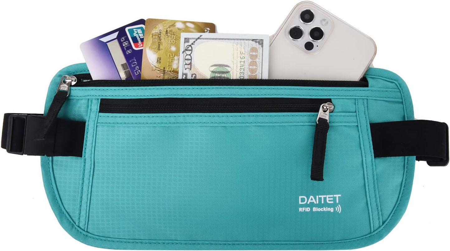 RFID Blocking Money Belt for Men Women, Slim Fanny Pack for Travel，Running,Conceal Waist Wallet for