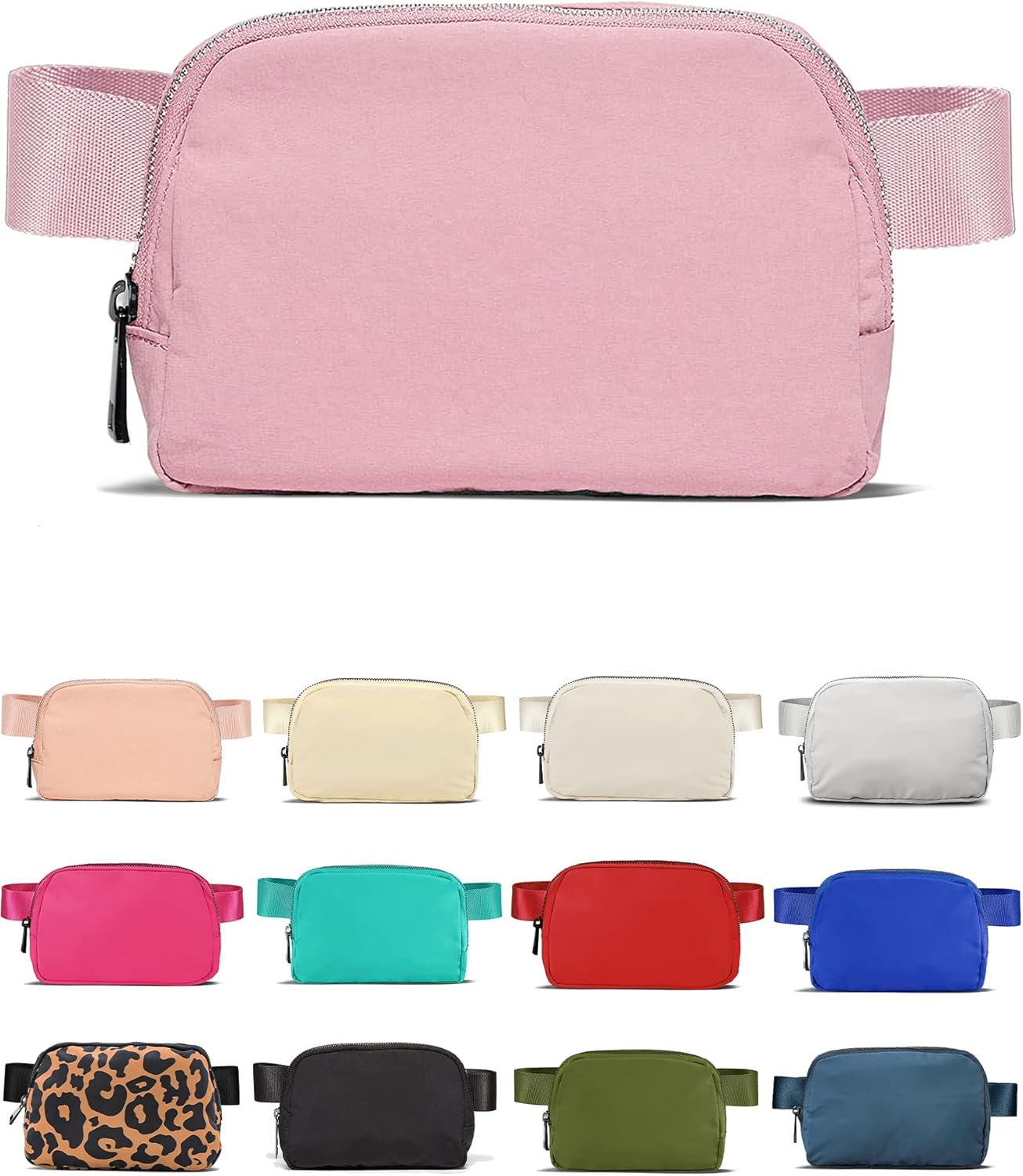 Fanny Pack Crossbody Bag Trendy Waterproof Small Sling Cross Body Purse for Women Men Fashion Waist Packs Mini Belt Pouch Chest Bum Hip Bag Lulu Dupes for Travel Vacation Running Pink