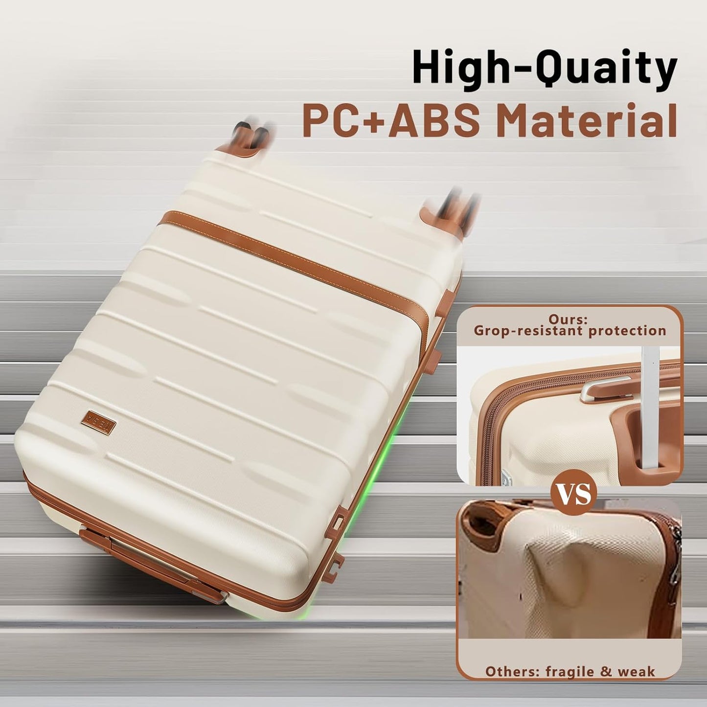 Luggage Sets, Suitcase with Spinner Wheels, PC+ABS Hardshell Travel Luggage Set with TSA