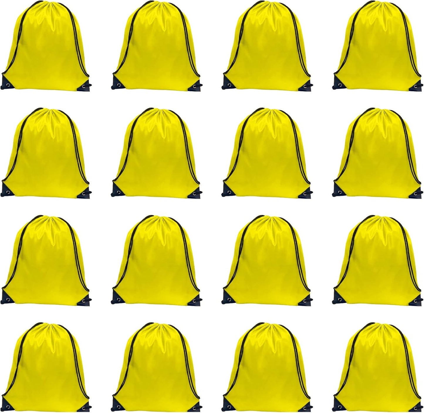 GoodtoU Drawstring Bags, Drawstring Backpack Bulk Nylon Backpack Draw String Back Bag Cinch Sack Drawstring Gym Bag String Backpack for Sport, Traveling, Team (Yellow, 16Pcs)