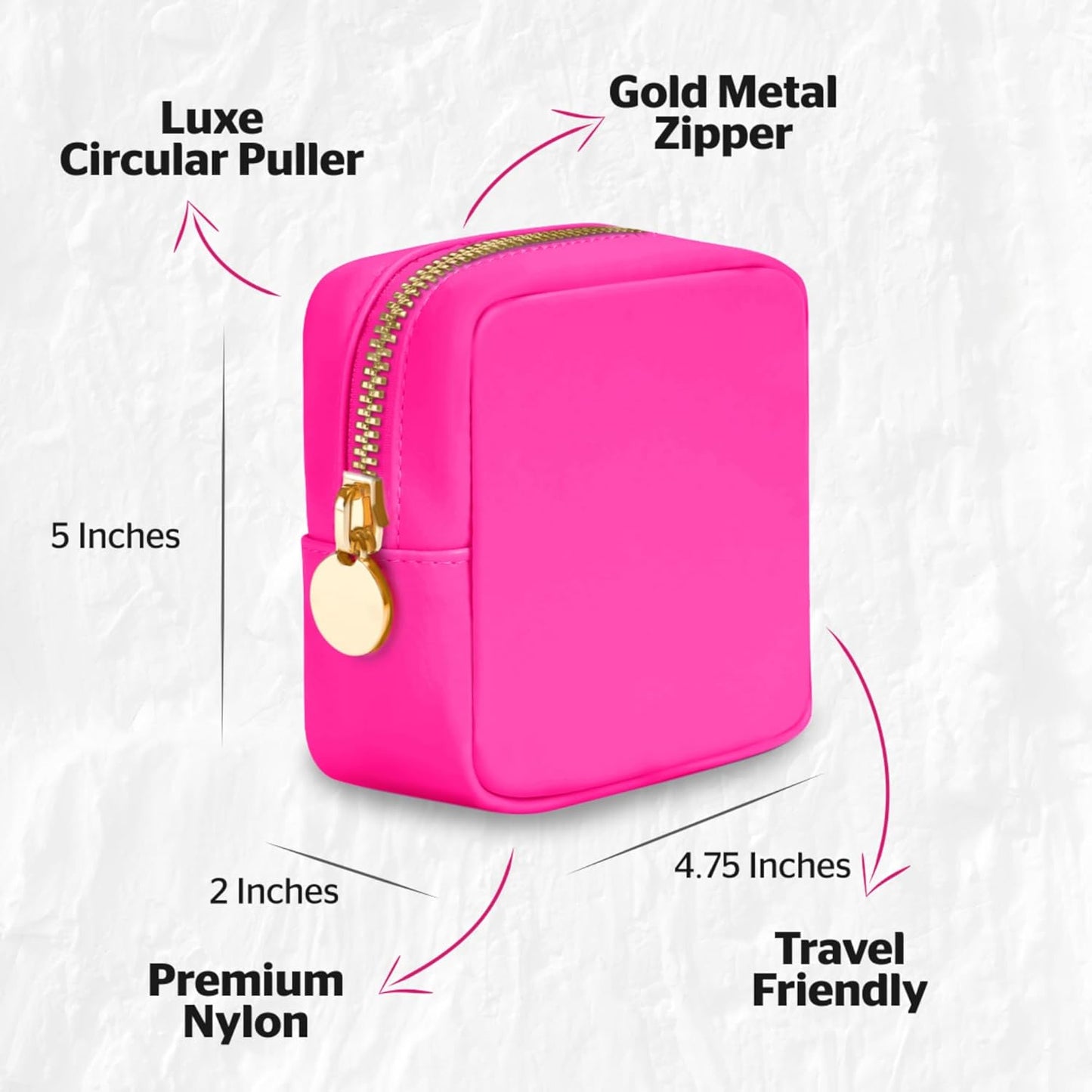 DANCOUR Nylon Makeup Bags for Women Large Preppy Travel Toiletry Pouch Cosmetic Bag Makeup Organizer