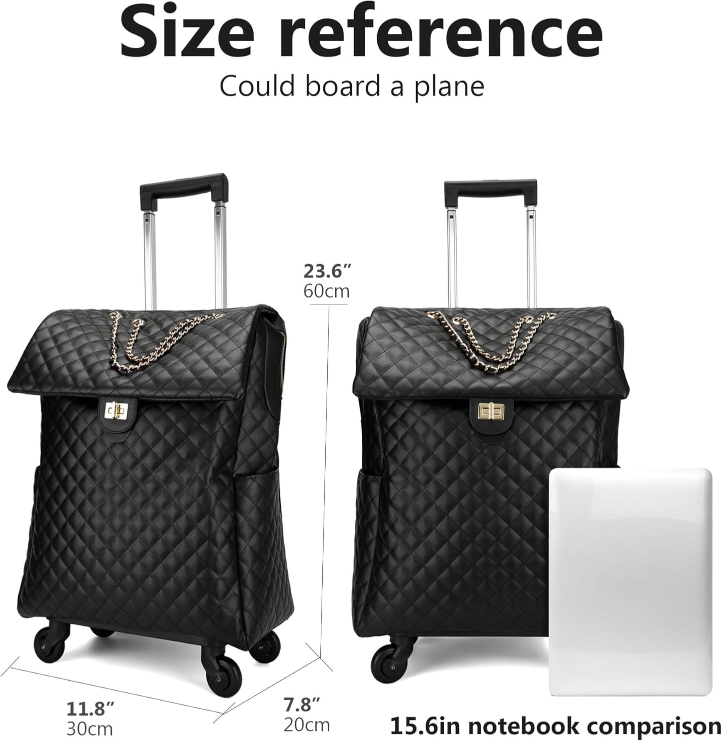 feilario 21in Leather Softside Underseat Carry on Suitcases Travel Duffel Bag with 4-rolling Spinner Wheels