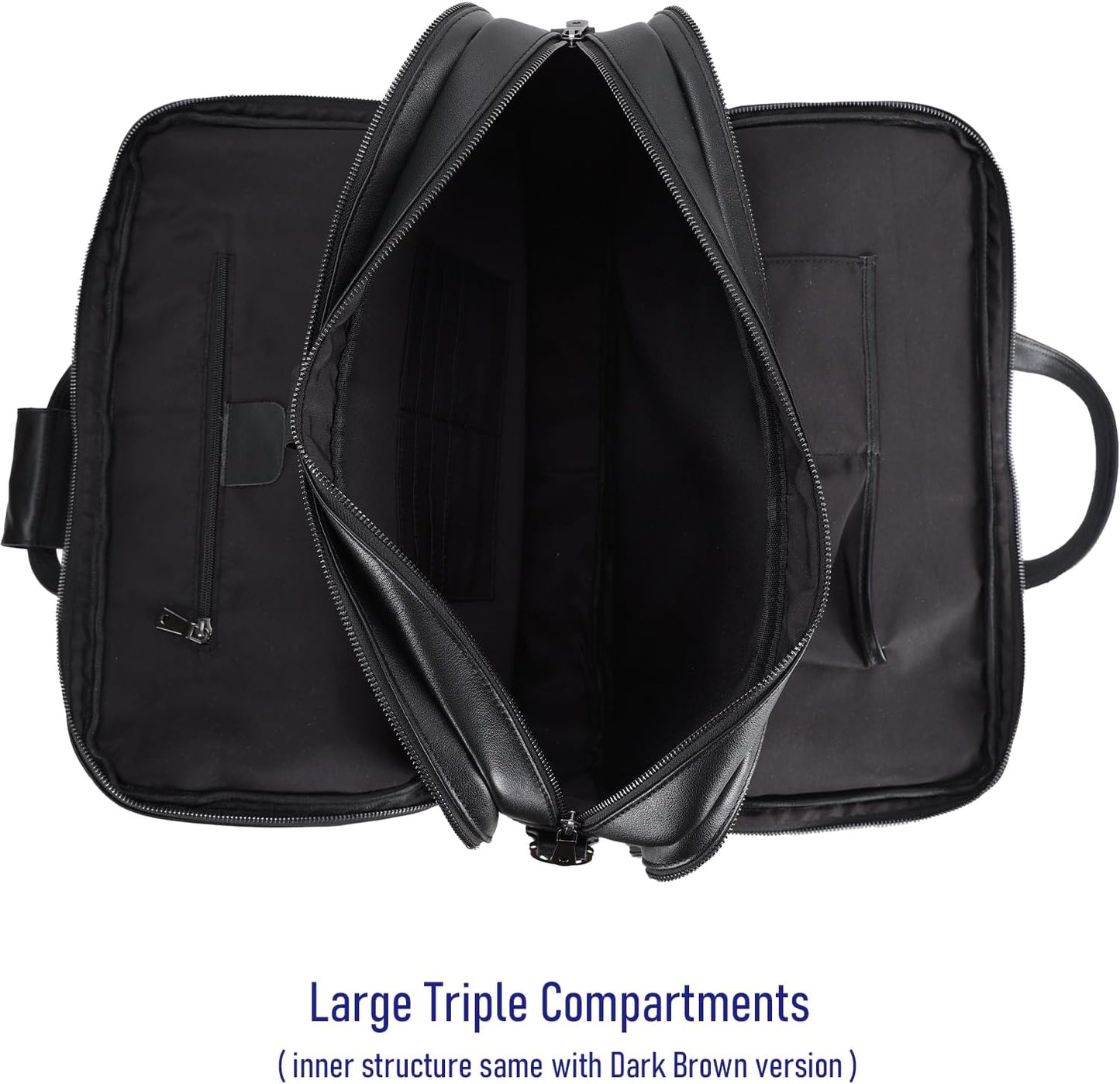 STAR VISTA Scala Pro 16-18" Messenger Bag, Full Grain Leather Briefcase, Triple Compartments, YKK Zippers, Multiple Colors