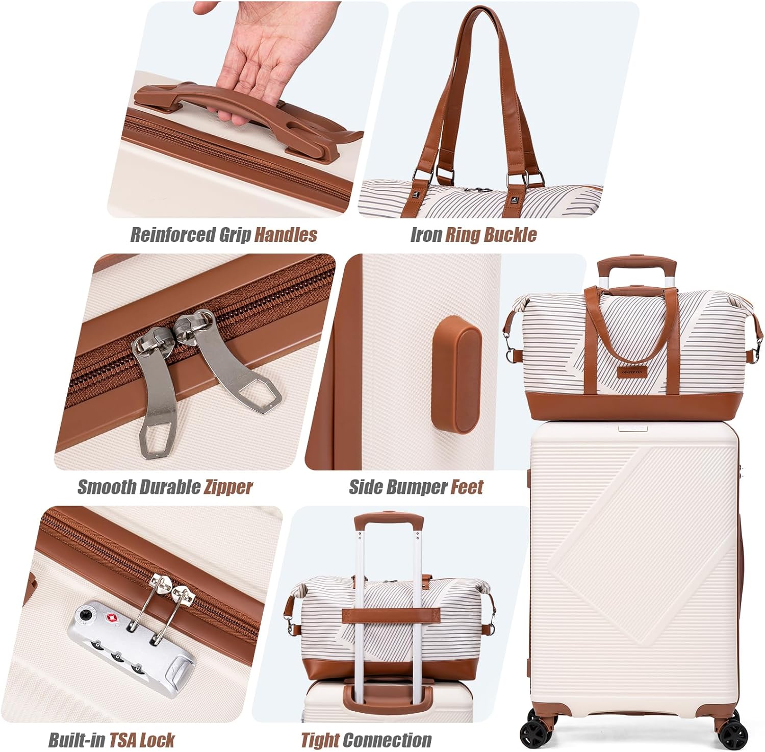 Luggage Sets 5 Piece, Suitcases With Wheels, Lightweight Travel Luggage Set With TSA Lock, ABS
