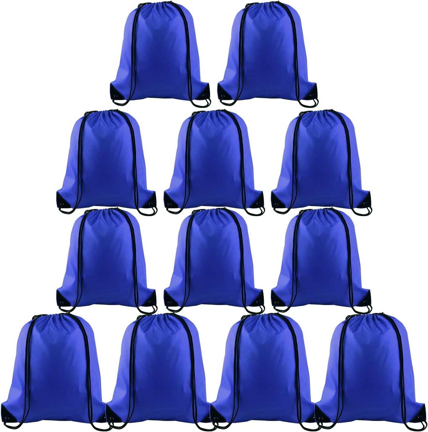 KUUQA 12 Pcs Drawstring Backpack Bags Sport Gym Sack Cinch Bags Bulk for School Traveling and Storage (Blue)