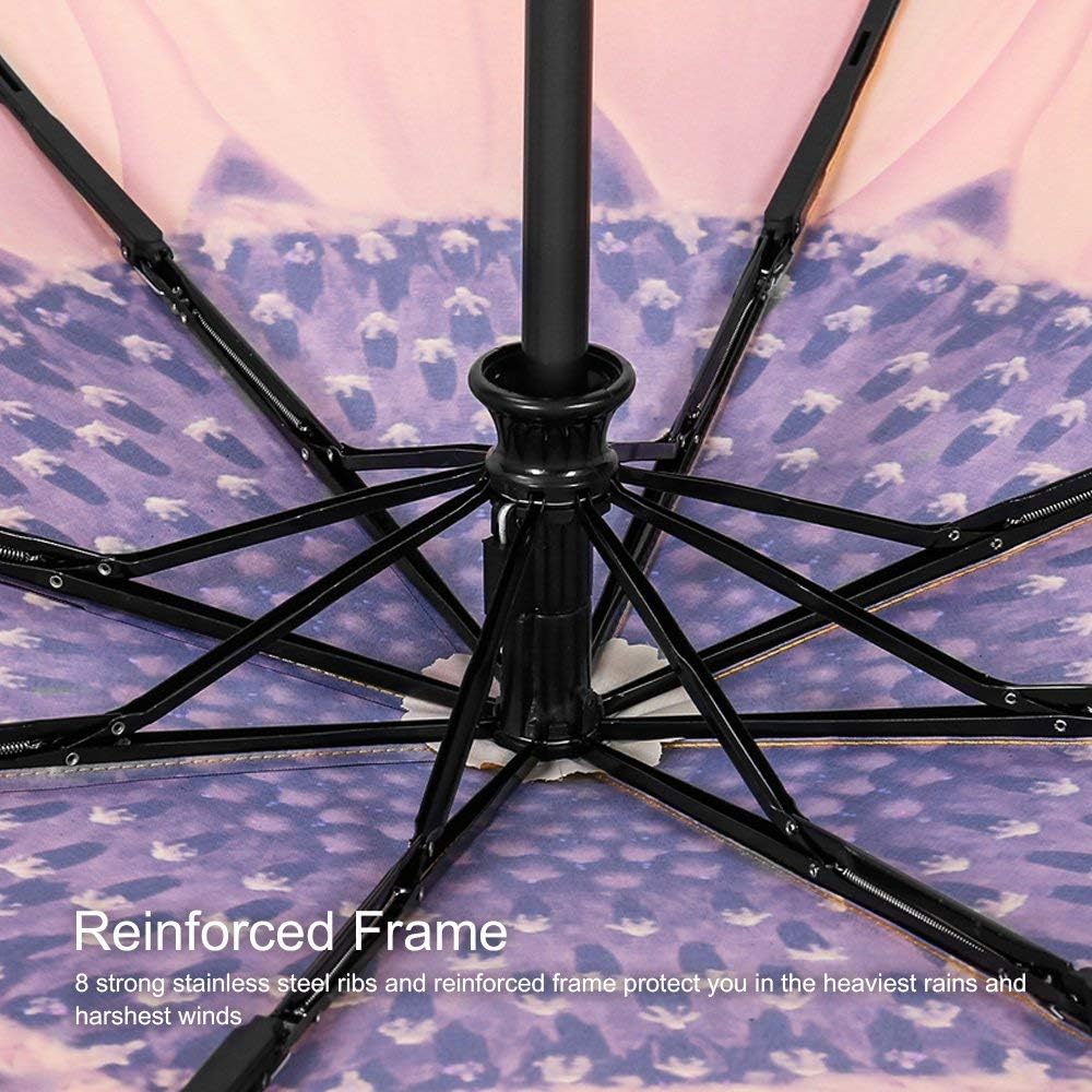 YumSur Compact Travel Umbrella - Windproof, Reinforced Canopy, Tested in 60mph Winds, Strong Reinforced Windproof Umbrella, One Touch Auto Open/Close for Men & Women