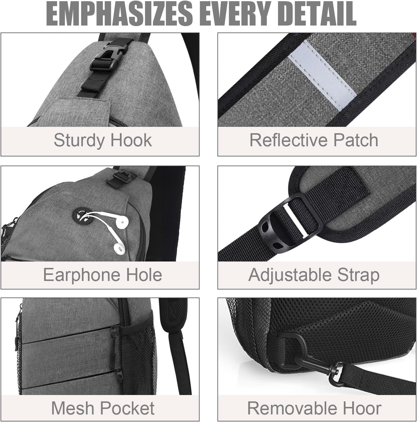 Crossbody Bags for Women Men Trendy Sling Bag Backpack Casual Chest Bag with Convertible Shoulder Strap