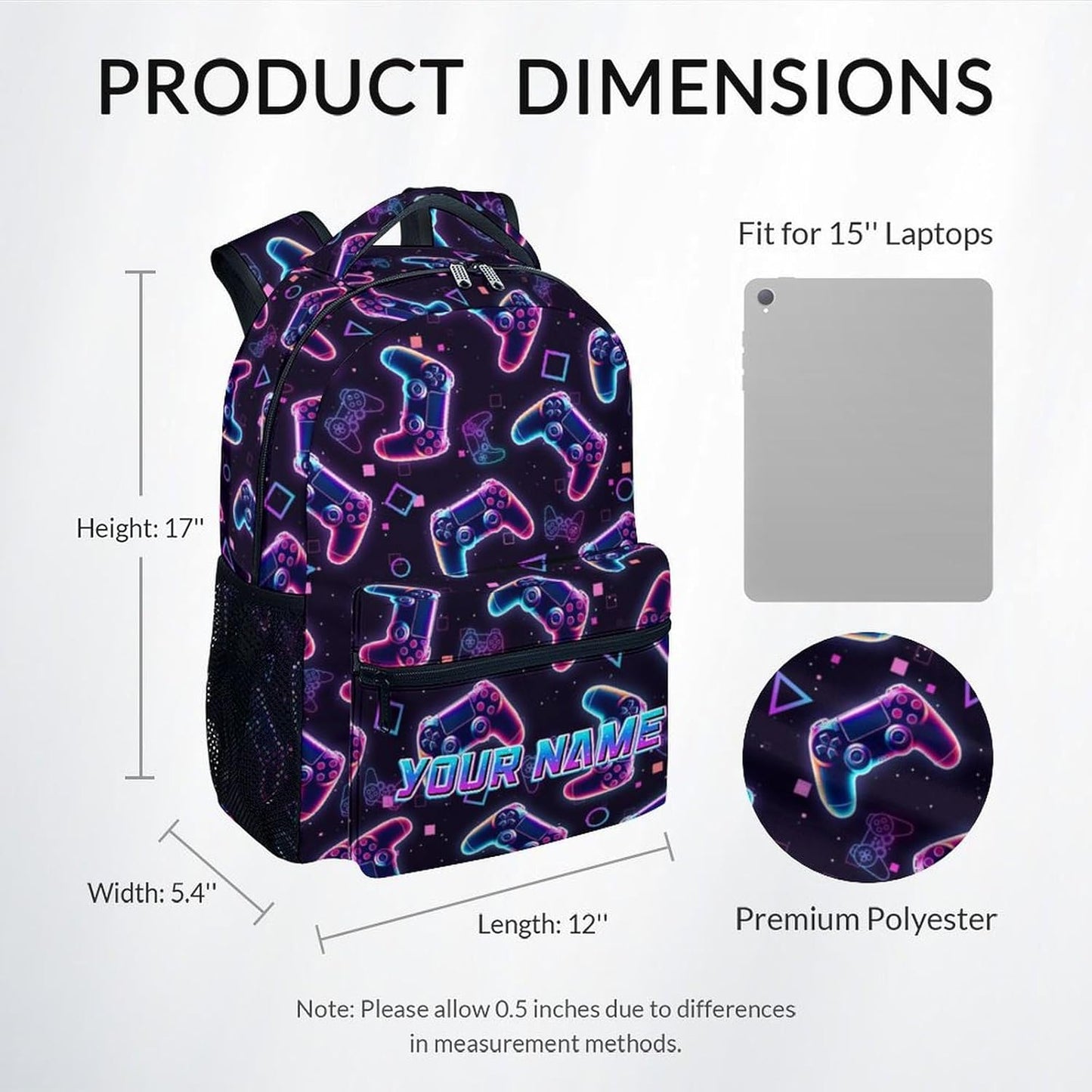Mercuryelf Kid Backpack for School - Custom Cool Gaming Bookbag for Boys - 17 Inch Gamer School Backpack for Primary Middle College