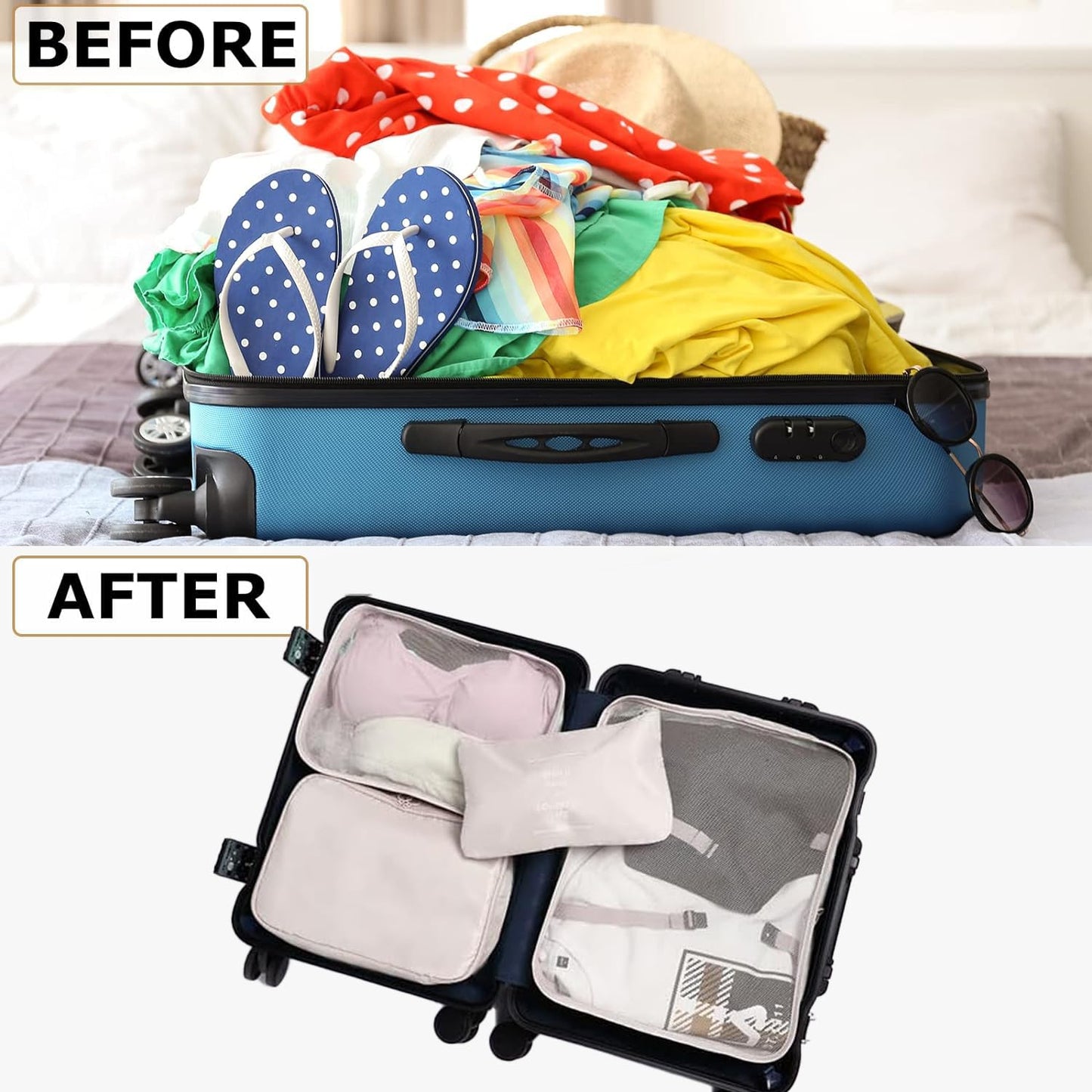 LANSKLBD 6/8 Set Packing Cubes for Suitcases Travel Luggage Packing Organizers,Travel Accessories