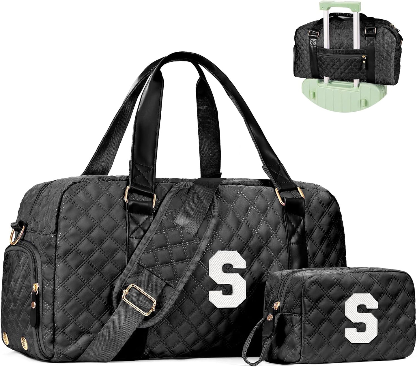 Initial Travel Duffle Bag Women Girls Gift: Personalized Weekender bags, Dance Cheer bag Sports for
