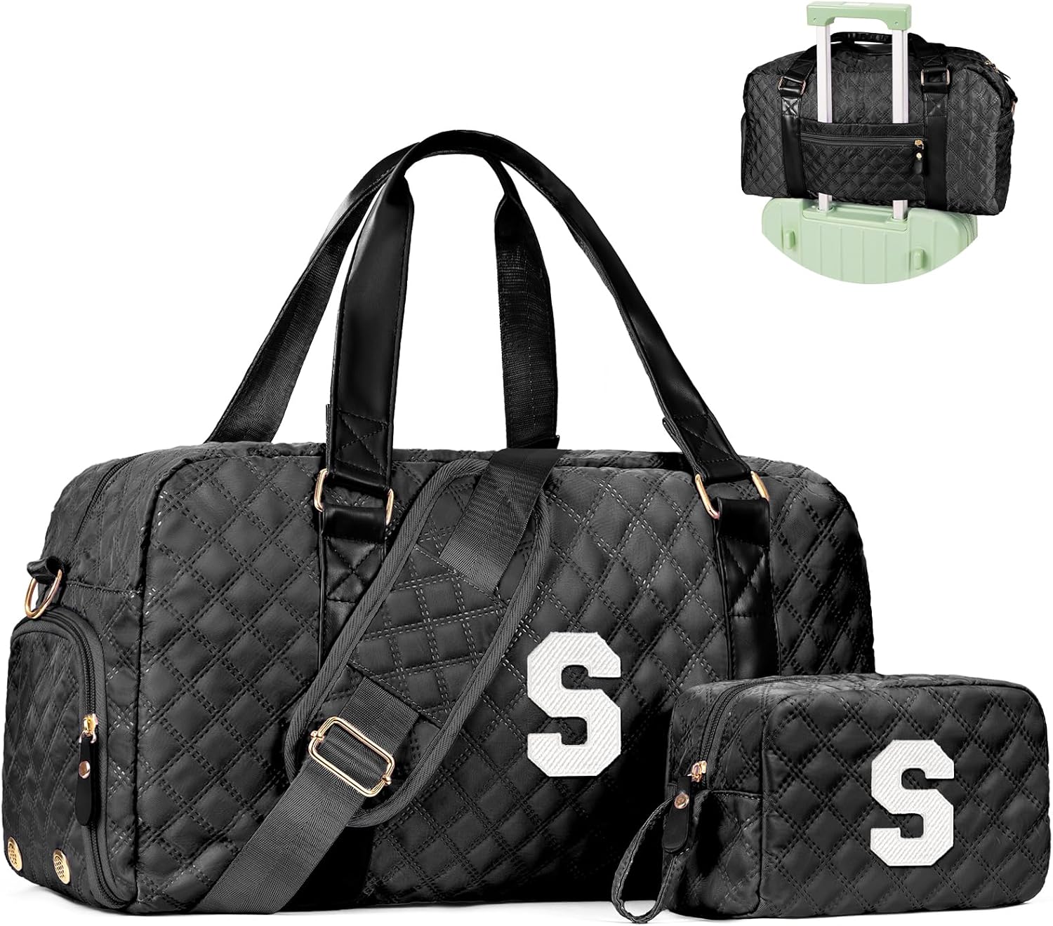 Initial Travel Duffle Bag Women Girls Gift: Personalized Weekender bags, Dance Cheer bag Sports for