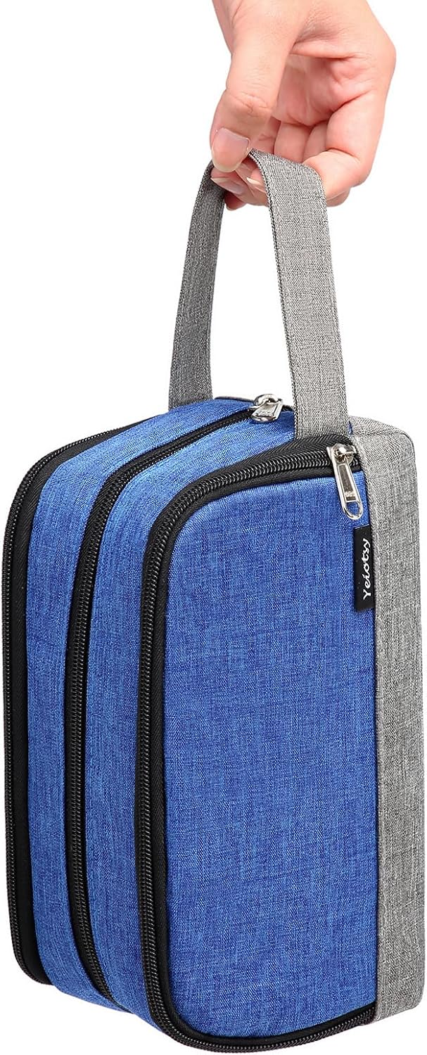 Yeiotsy Men's Travel Toiletry Bag – Color Clash Dopp Kit with Mesh Pockets, Durable Shaving Organizer for Gym, Camping & Weekend Trips