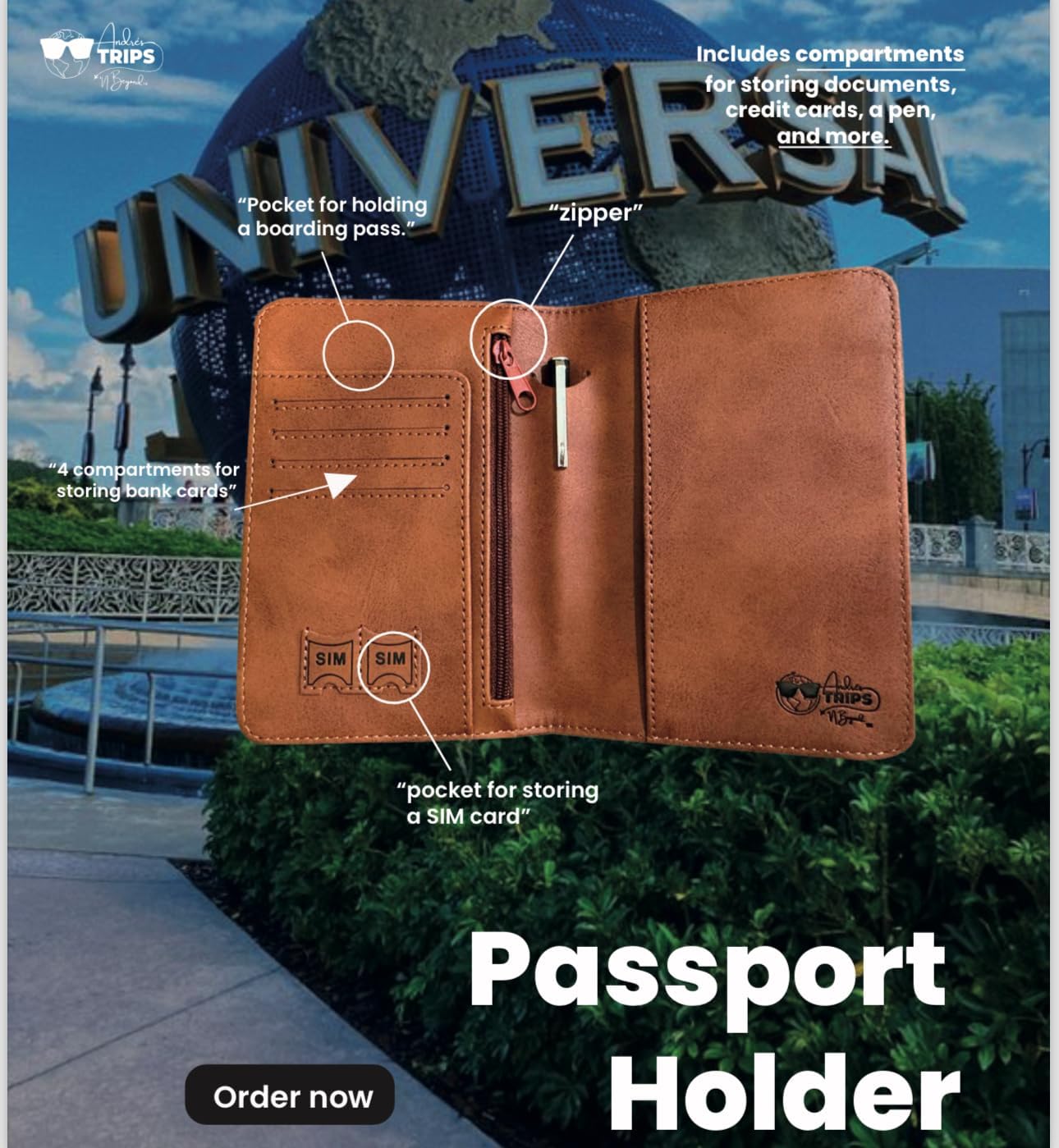 Passport Holder. GENUINE TOP GRAIN LEATHER. Luxury Gift Box. Pen, and SIM Card Removal Tool Included/Travel Wallet (American-Brown)