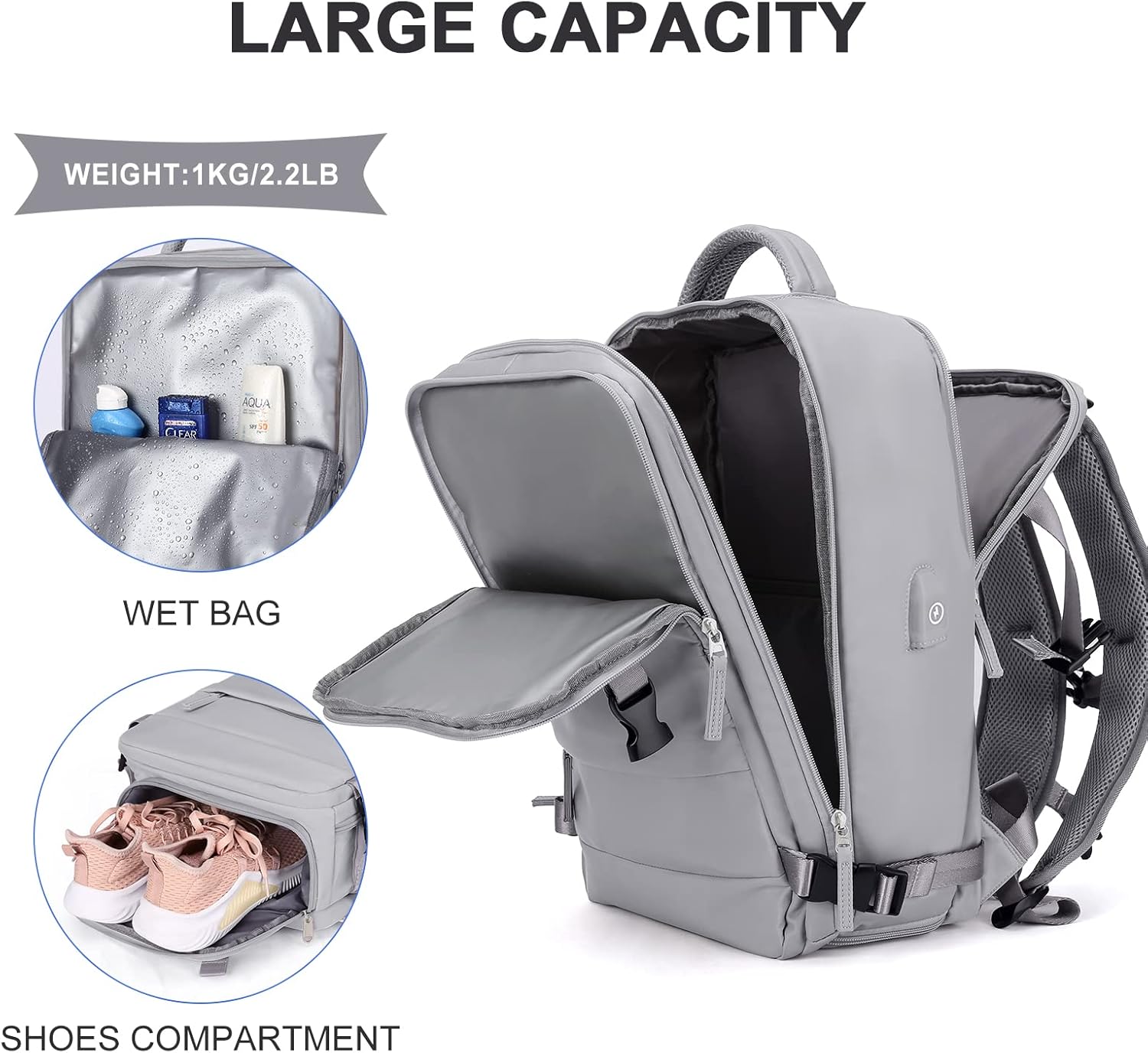 coowoz Travel Backpack For Women Men,Carry On Backpack,Hiking Backpack Waterproof Outdoor Sports