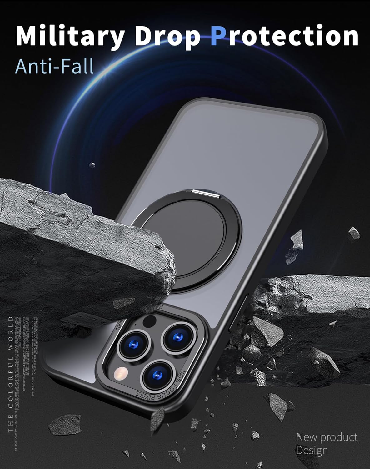 Magnetic Stand Case for iPhone 14 Pro [with 2 Tempered Glass Film] [360° Rotation Magnetic Stand] [Compatible with Magsafe] Military-Grade Drop Protection Case, Black