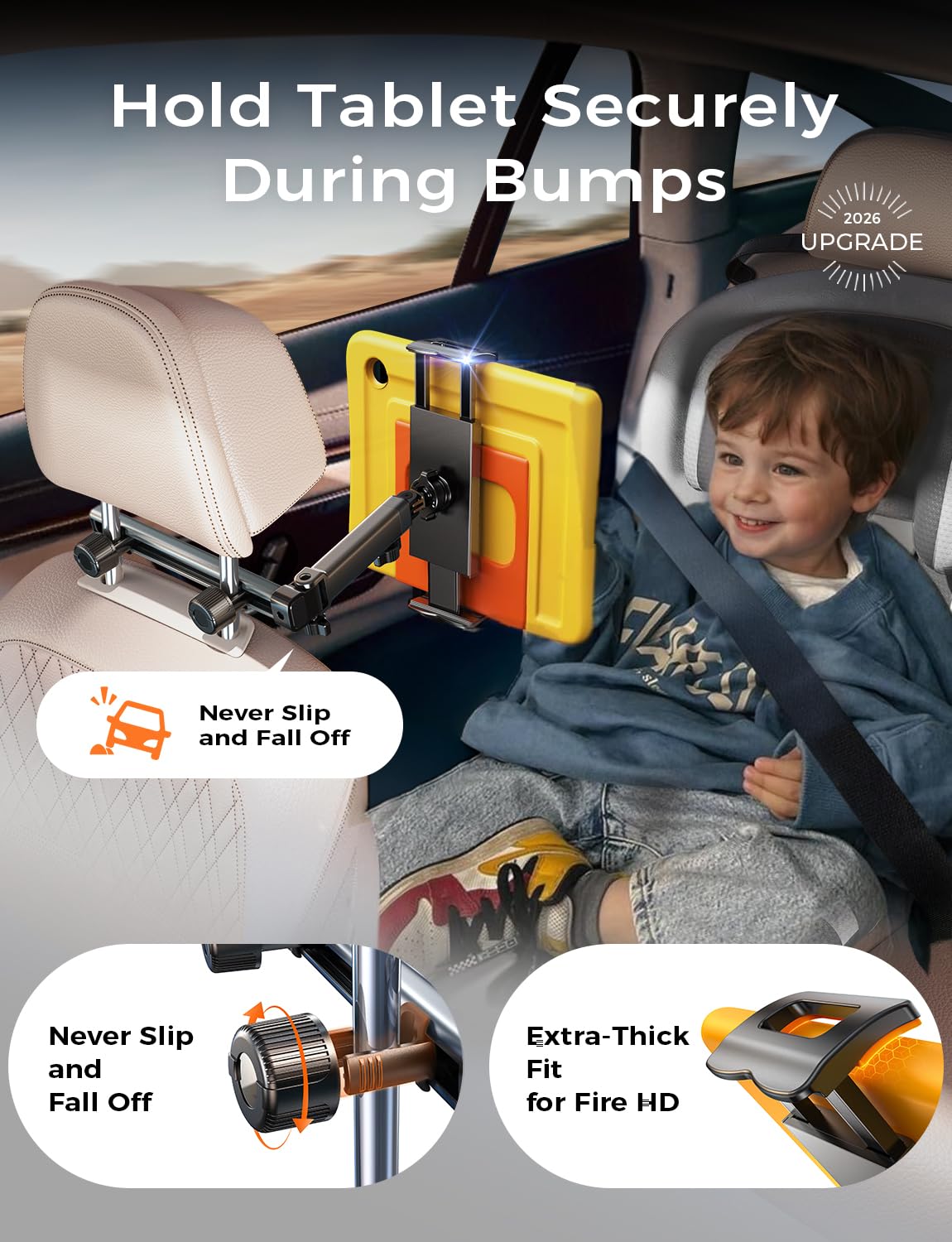 LISEN iPad Holder for Car Tablet Mount, Road Trip Essentials Kids Back Seat