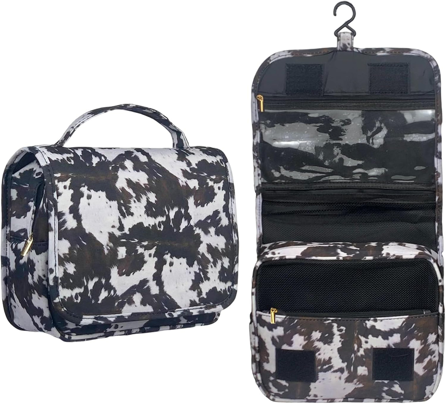 Crazy Bison Hanging Travel Toiletry Bag Kit Makeup Bag Cosmetics Organizer for Men Women (Balck