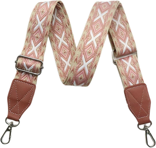 Adjustable Rose Purse Strap with Brown Leather End - 1.5" Wide Handbags, Camera, Guitar, Phone & Crossbody Bag Replacement Shoulder Straps(Silver Hardware)
