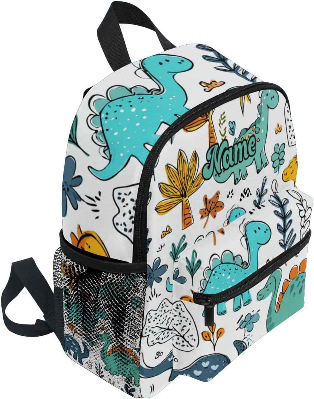 Custom Cute Dinosaurs Tropic Plant Preschool Backpack for Toddler Boy Girl,Personalized Backpack with Name Text, Customization Kindergarten School Bookbags - S
