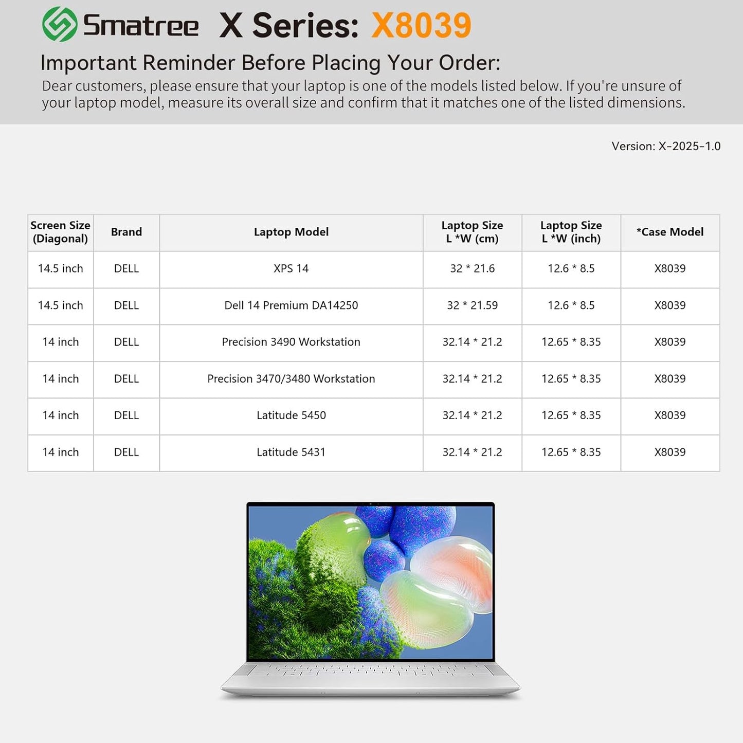 Smatree Hard EVA Protective Sleeve Compatible for 14.5inch DELL 14 Premium DA14250,for 14.5inch XPS 14 9440,for 14inch Latitude 5450/5431/5440,for 14inch Precision 3490/3480 Workstation, White(X8039W)