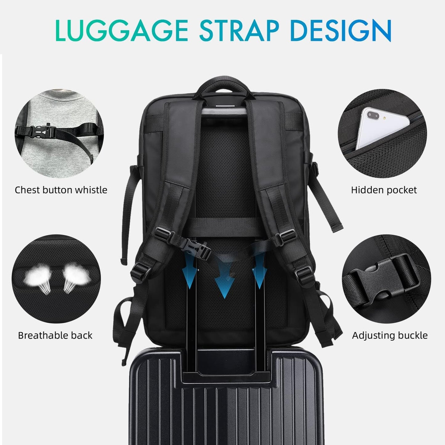 Travel Backpack for Men, Fits 17.3 inch Laptop Daypack, Water resistant Business Casual Carry on Backpacks Flight approved for Women & Men