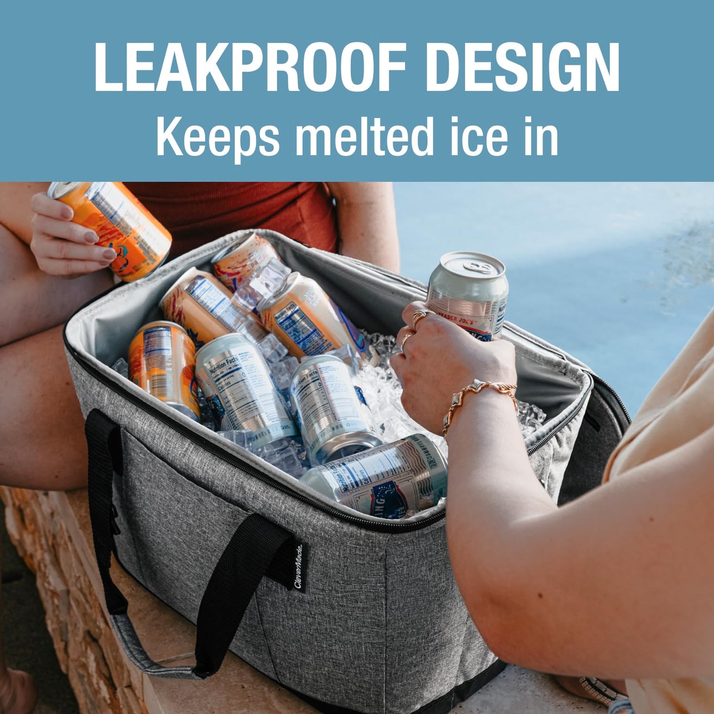 CleverMade Tahoe Collapsible Cooler Bag, Large Travel Cooler, Heather Gray