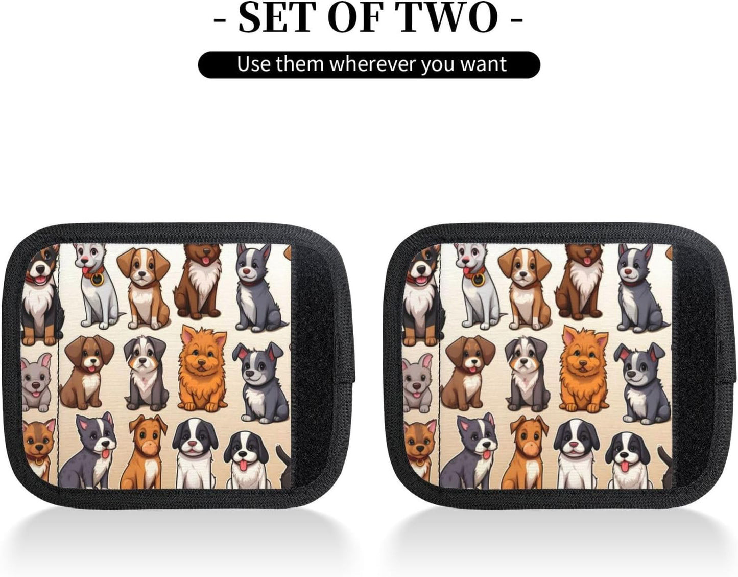 Luggage Handle Wraps Cartoon Dogs Pattern Luggage Identifiers Soft Neoprene Luggage Handle Wraps For Suitcase Trolley Handle Grip Cover 2 Pack Luggage Tags
