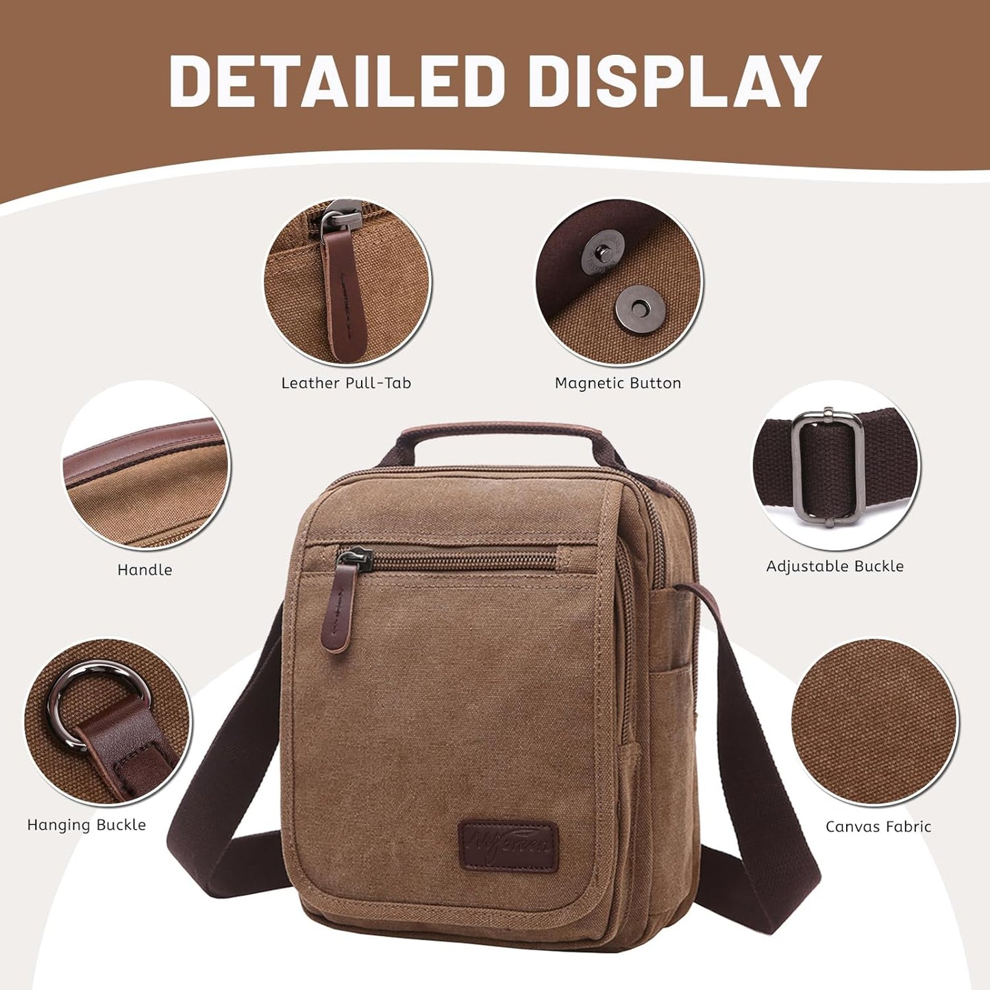 mygreen Small Canvas Crossbody Shoulder Bag Messenger Bag Work Bag