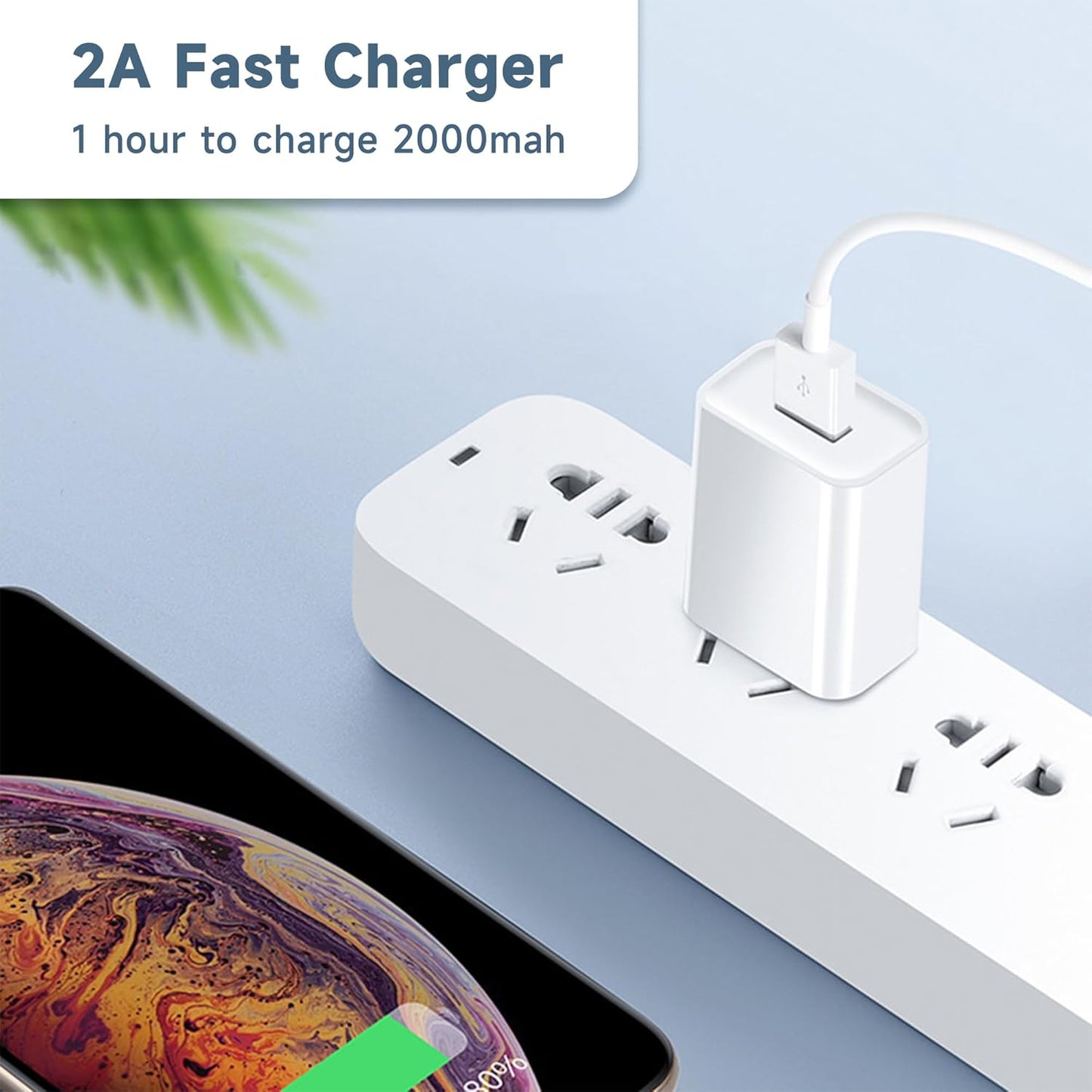 USB Wall Charger, 5V 2A Charger Power Adapter, Fast Charging USB Block, Charging Plug Block Cube, Wall Plug for iPhone, iPad, Sumsung, Android, Kindle, Baby Bottle Warmer(White)
