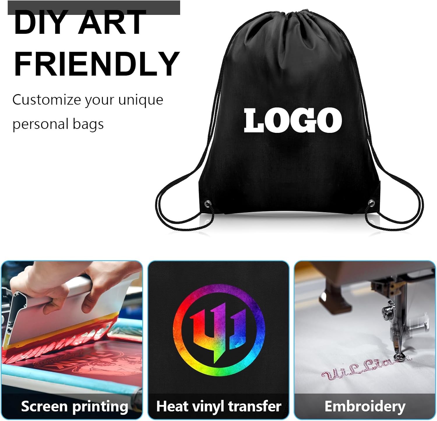 150Pcs Drawstring Backpack Bulk Cinch Sackpack Drawstring Bags Nylon for Gym Party Trip(Black)